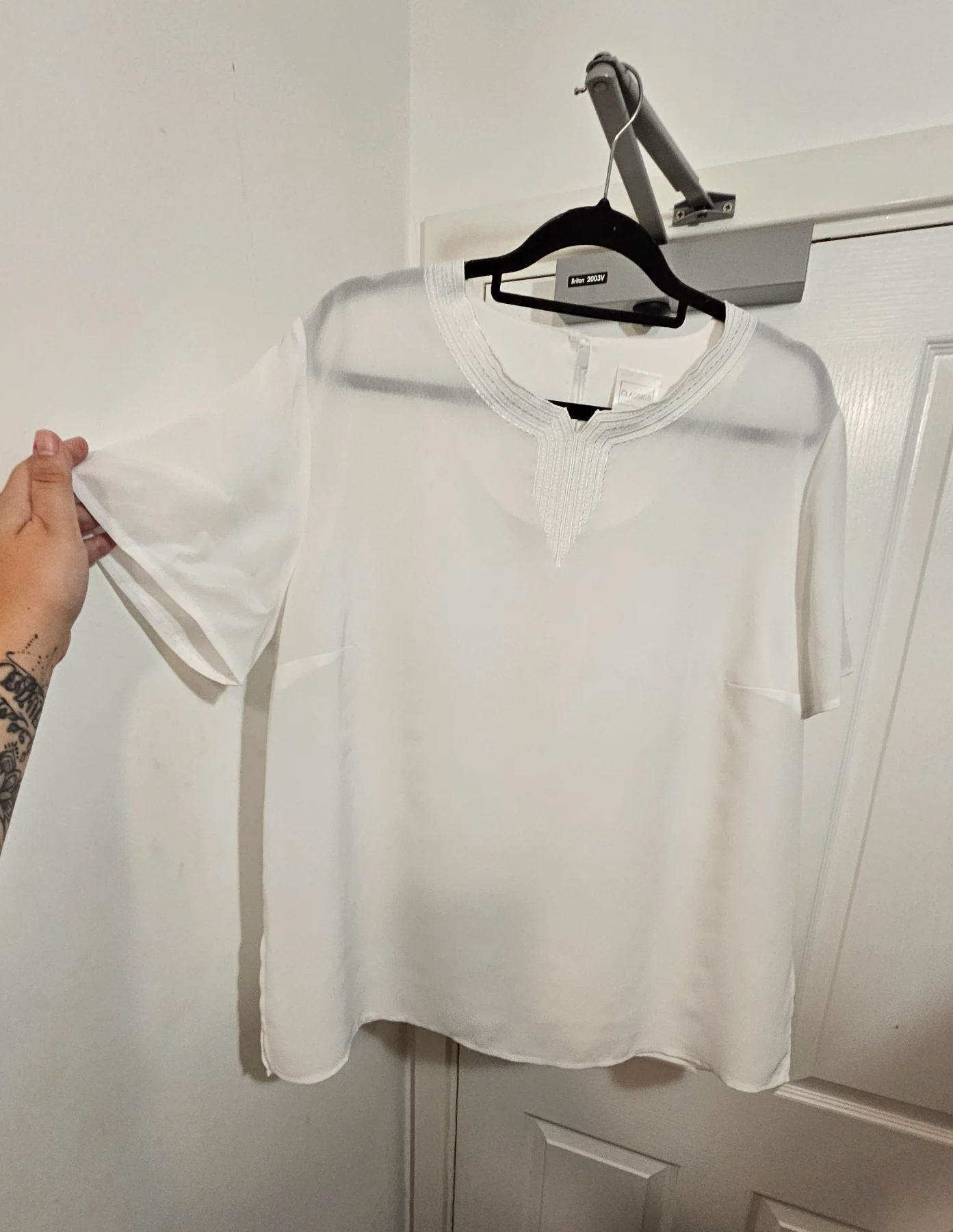 Vintage M&S Classics Ivory Embroidered Blouse, Size UK 22