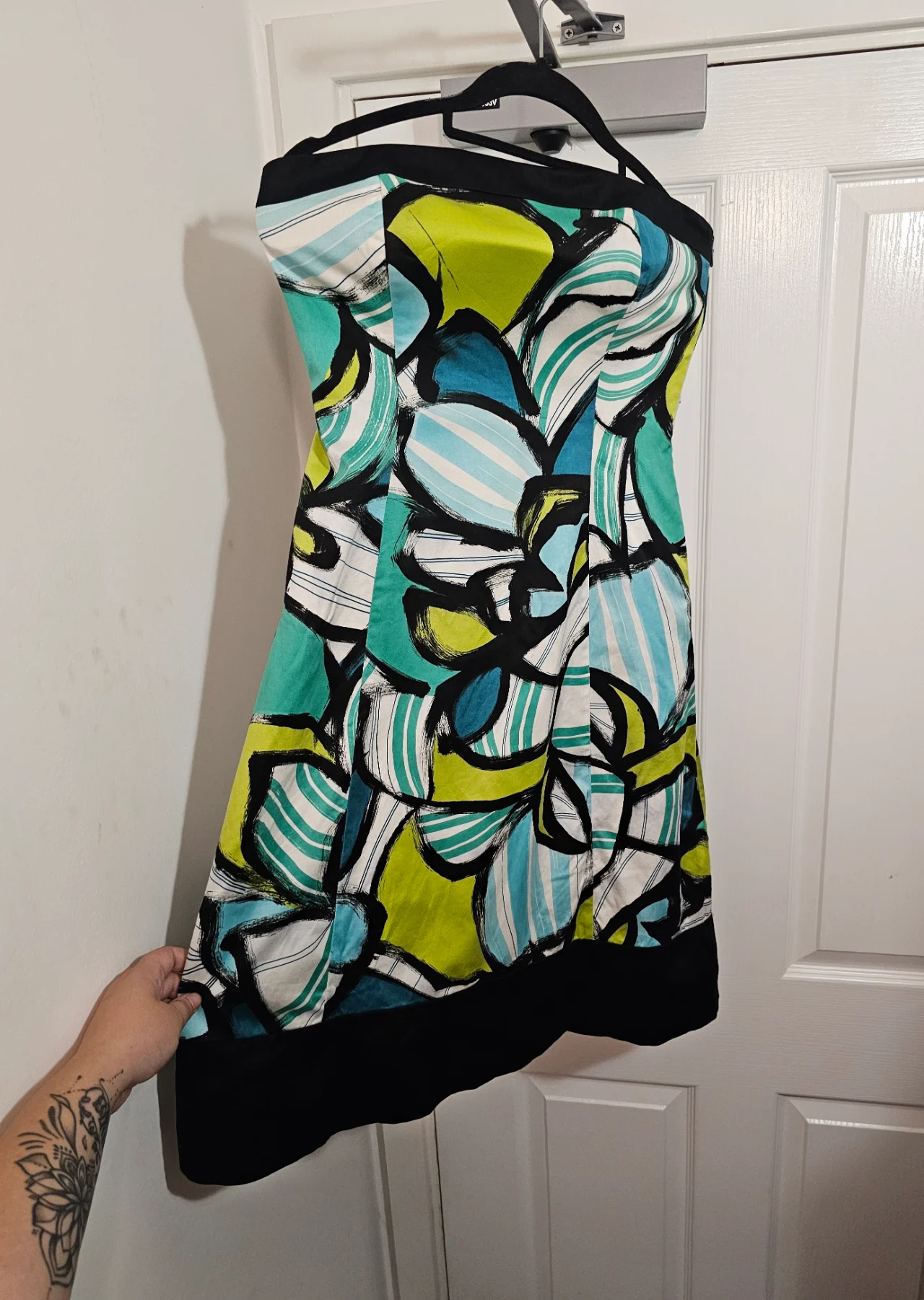 Coast Strapless Abstract Graphic Print Cocktail Dress, Size UK 10