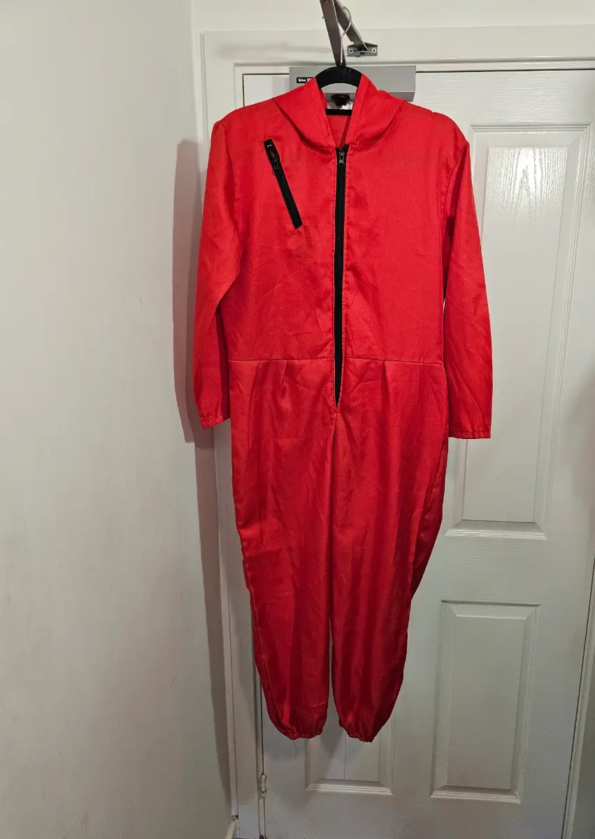 Unisex Red Hooded Squid Game/ Money Heist Jumpsuit Costume, Size S