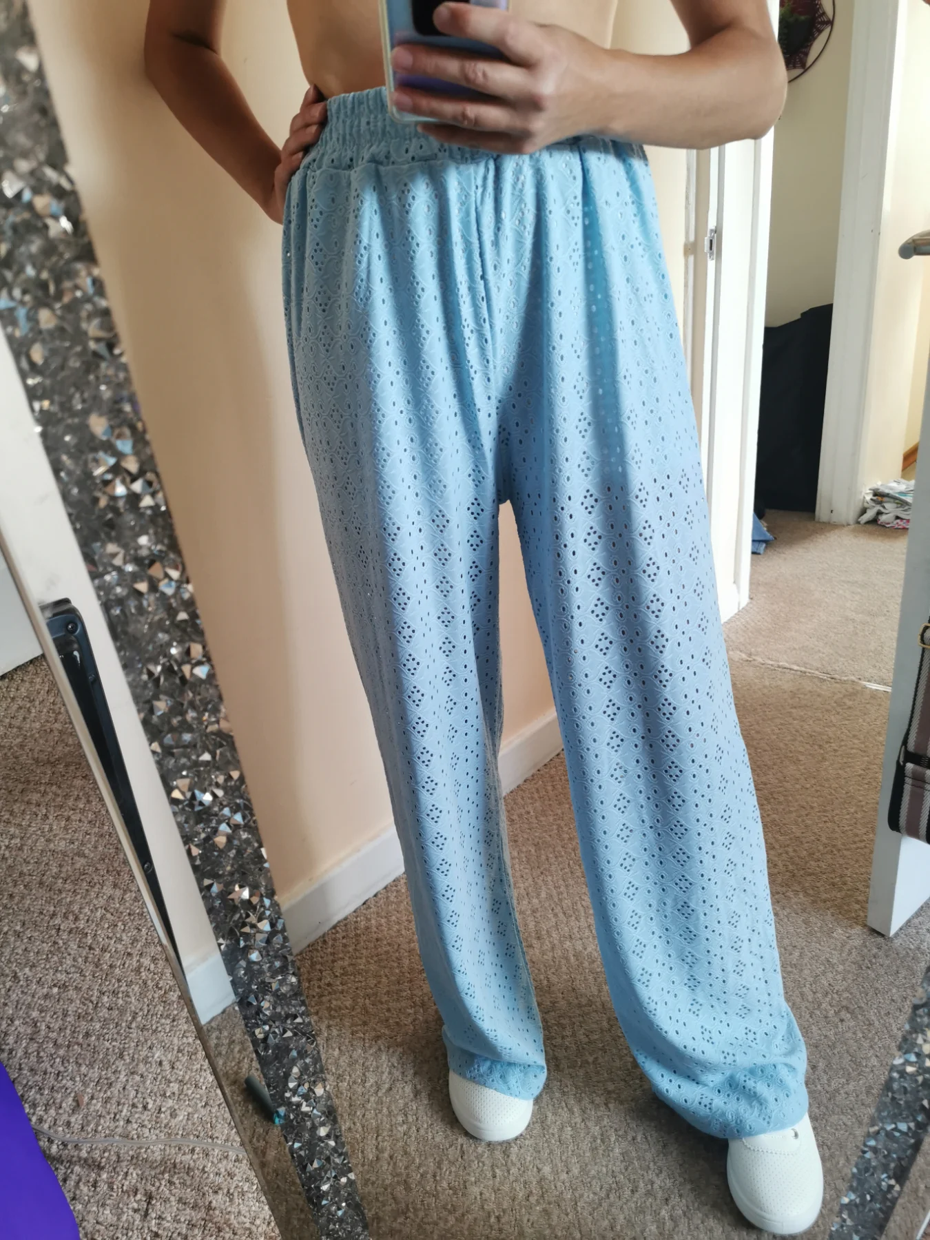 Mosaic Print high waist wide leg trousers