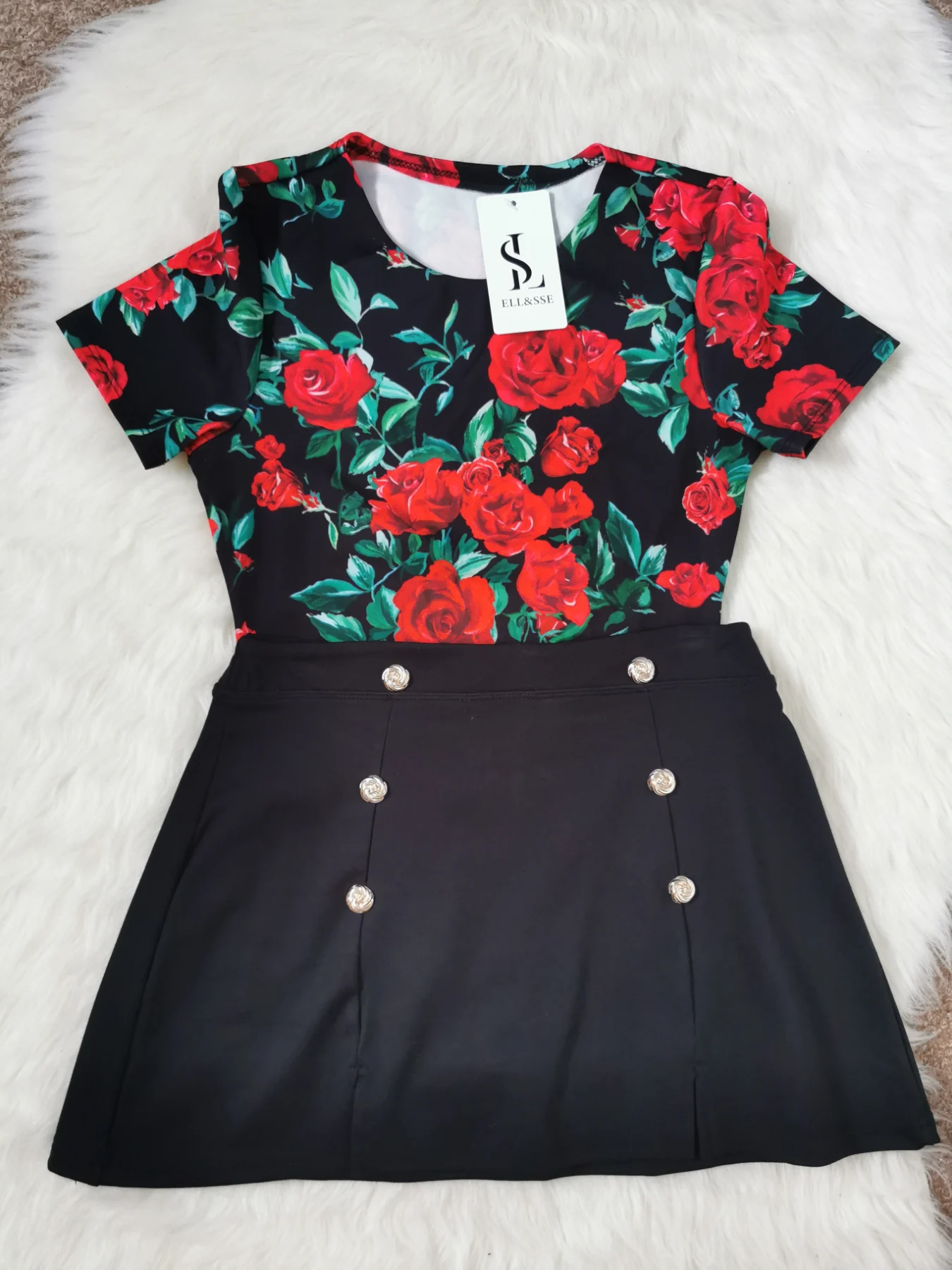 Women Rose pattern bodysuit