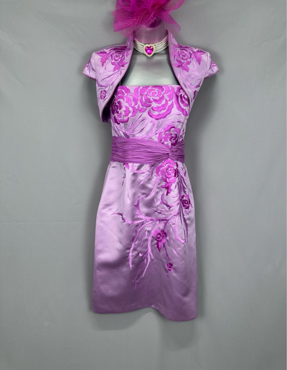 Sonia Pena lilac embroidered floral mother of the bride/groom dress & bolero outfit 12