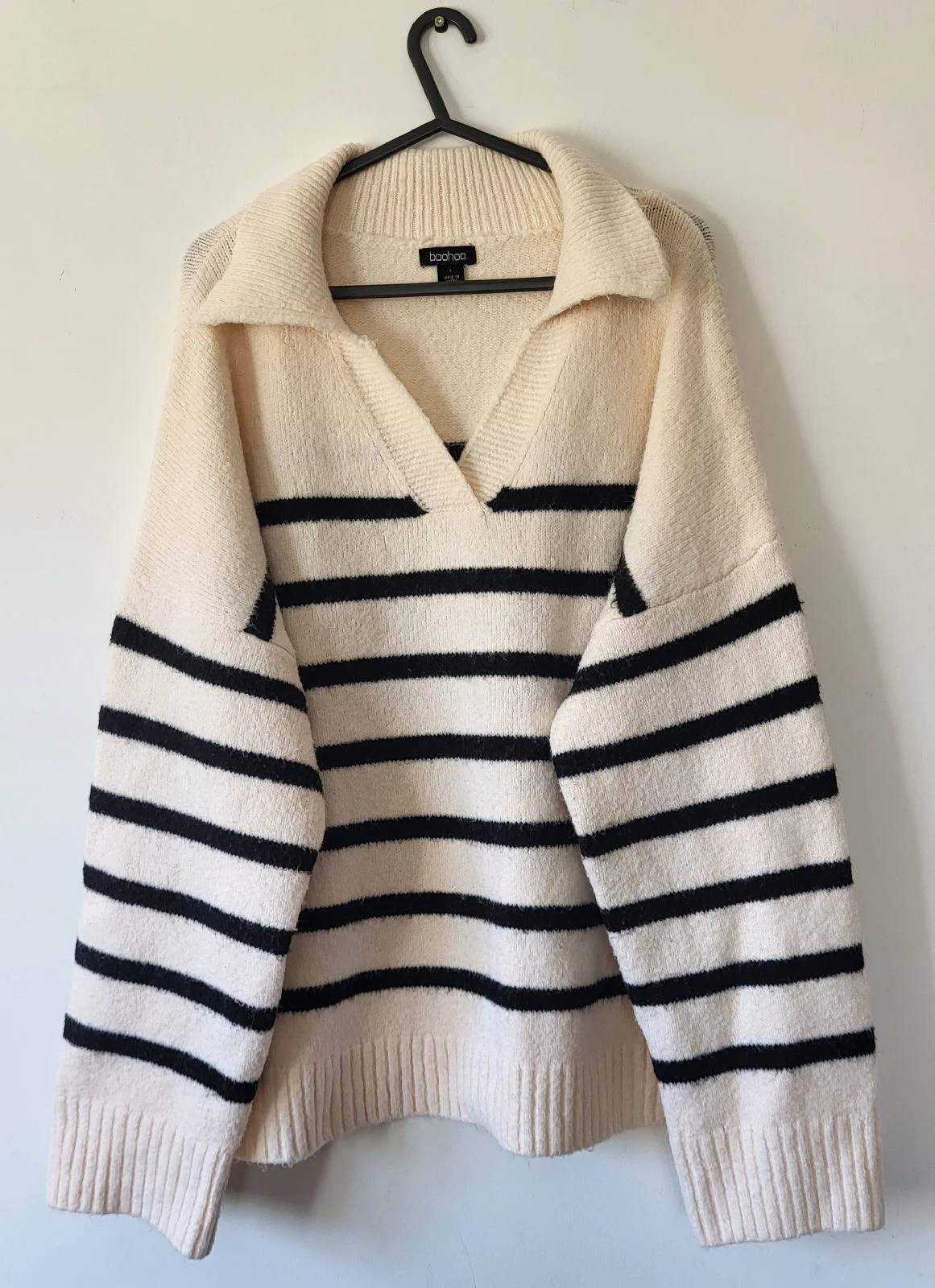 Women's Boohoo Collared Stripe Jumper Excellent Pre-owned Condition Size Large