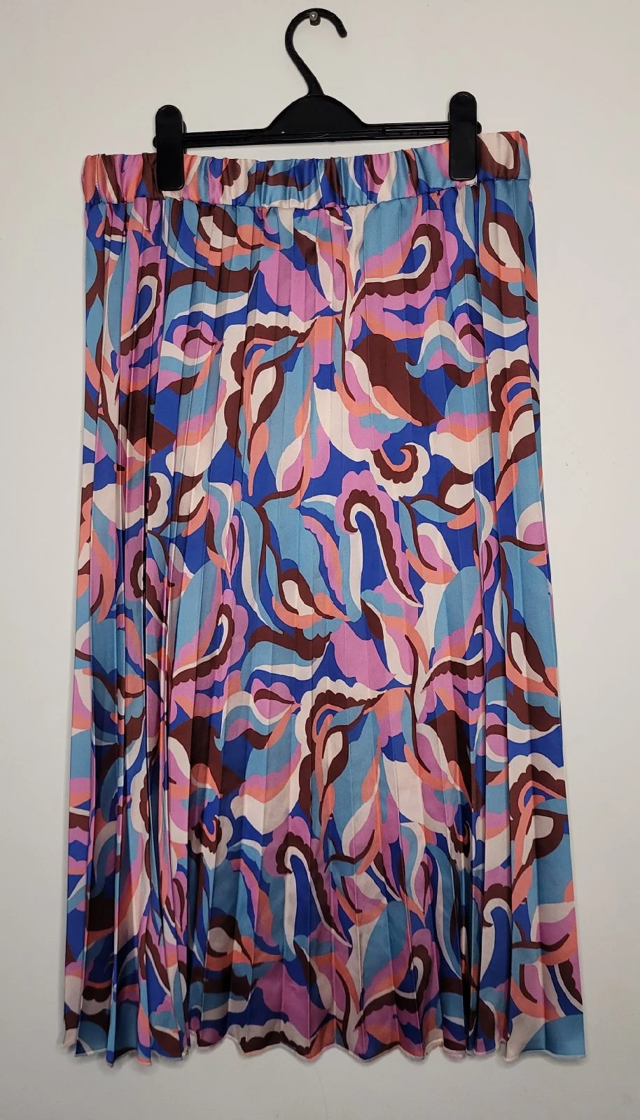 Women's TU Multicoloured Pleated Midi Skirt Size 14 Elasticated Waist