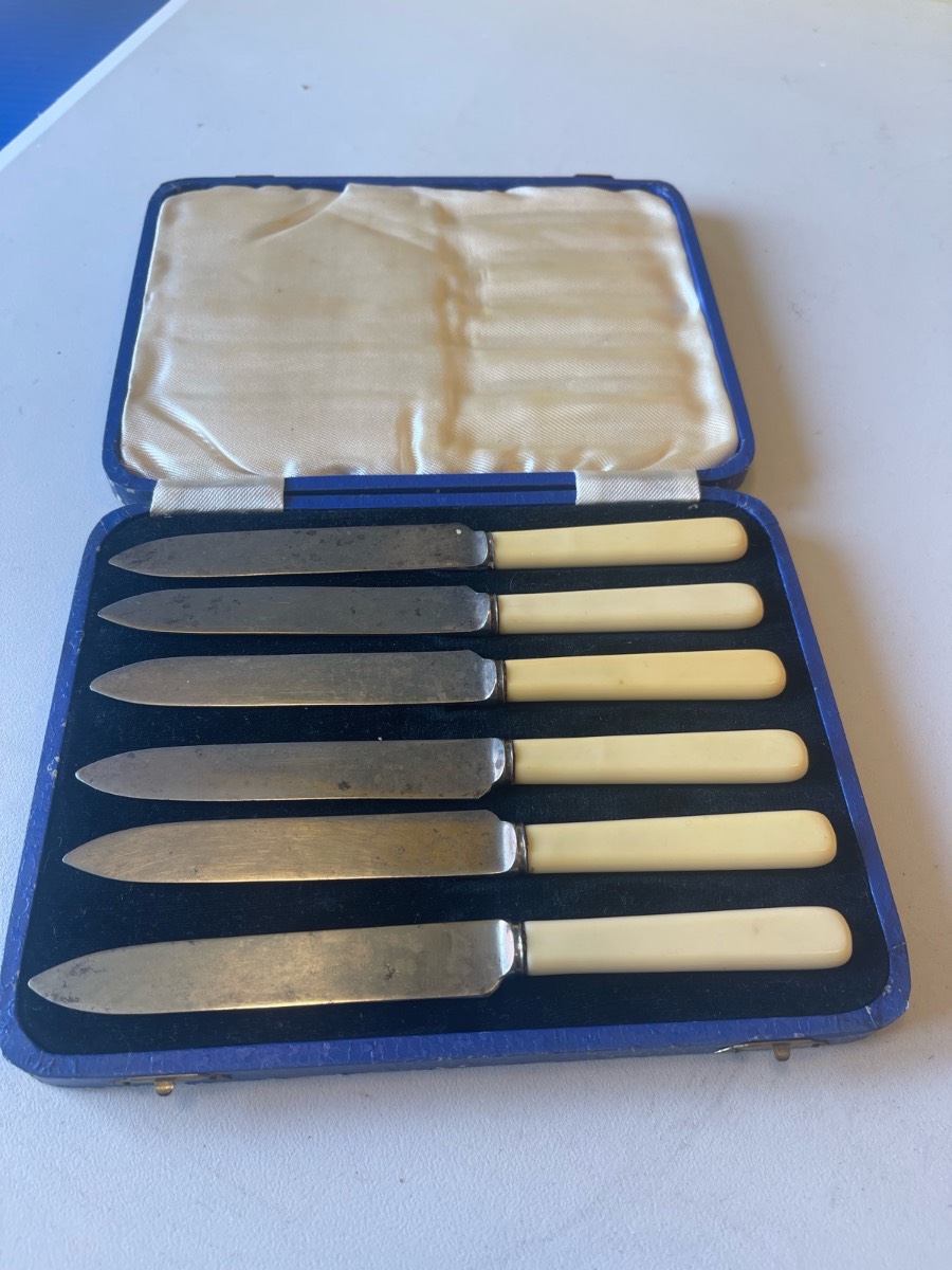 Vintage butter knife set in box