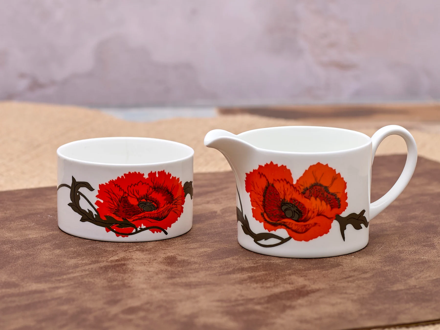 Wedgewood Susie Cooper Corn Poppy Milk Jug & Sugar Bowl