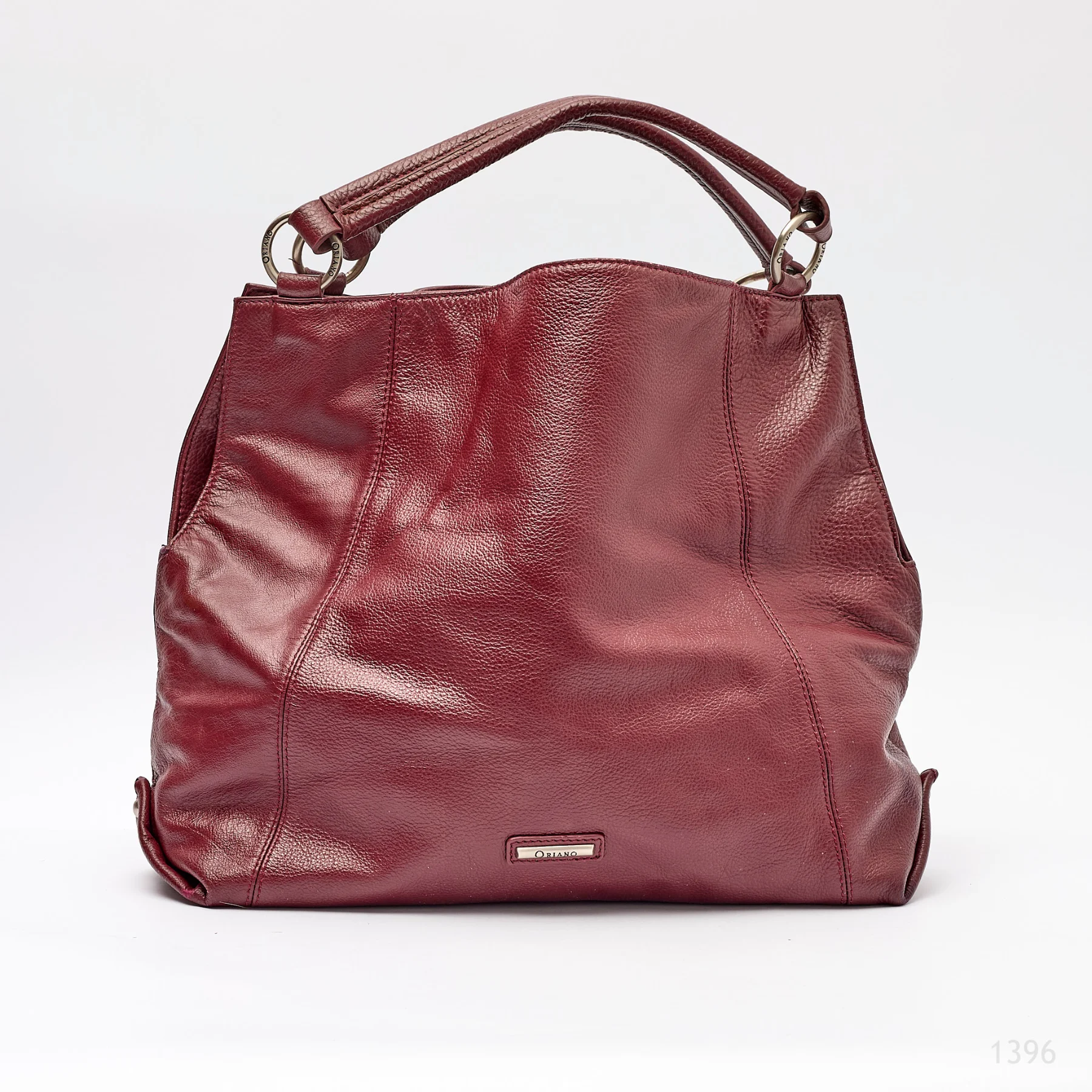 Burgundy Leather Slouchy Hobo Bag By Oriano