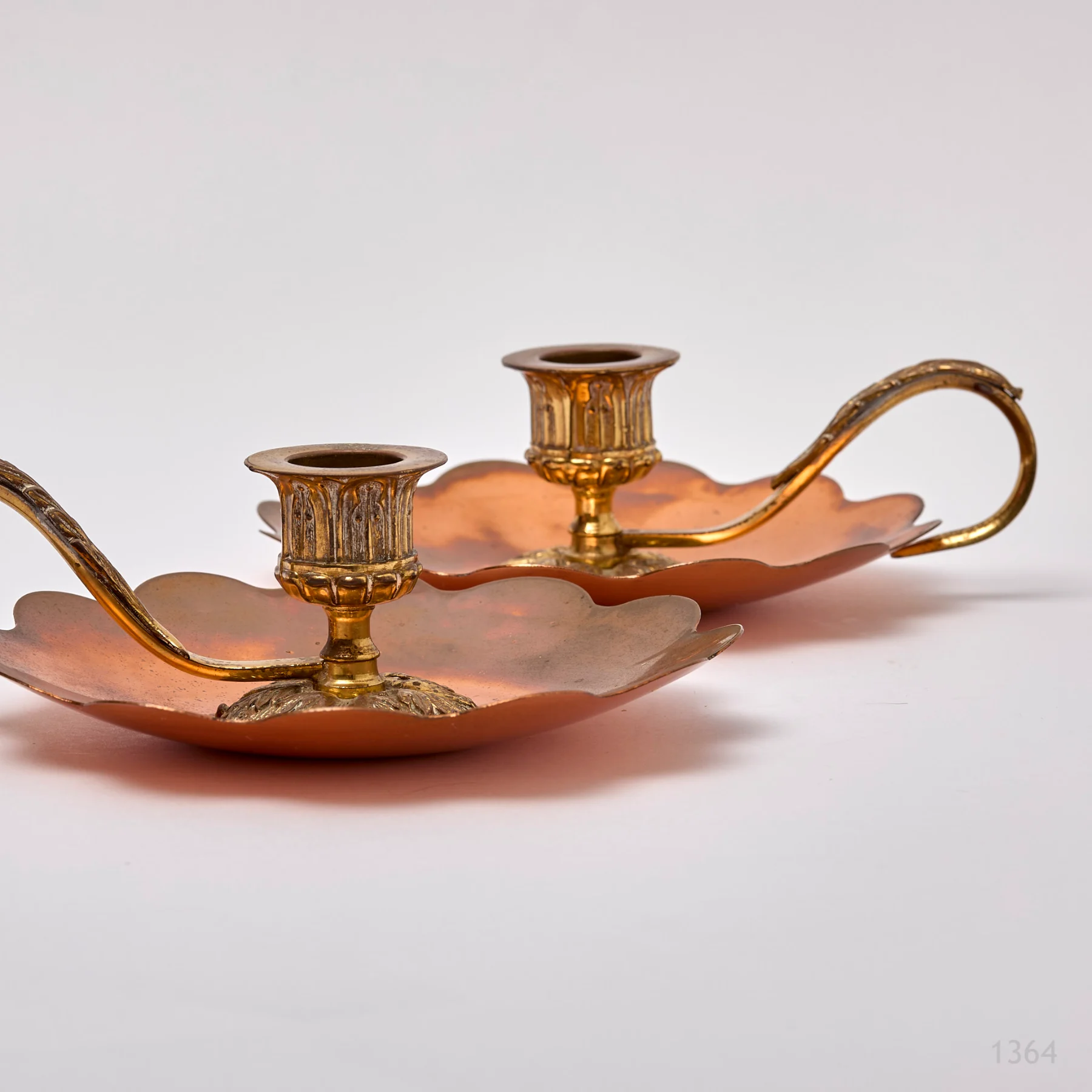 Pair Of Vintage Arts & Crafts Chambersticks in Brass & Copper ,