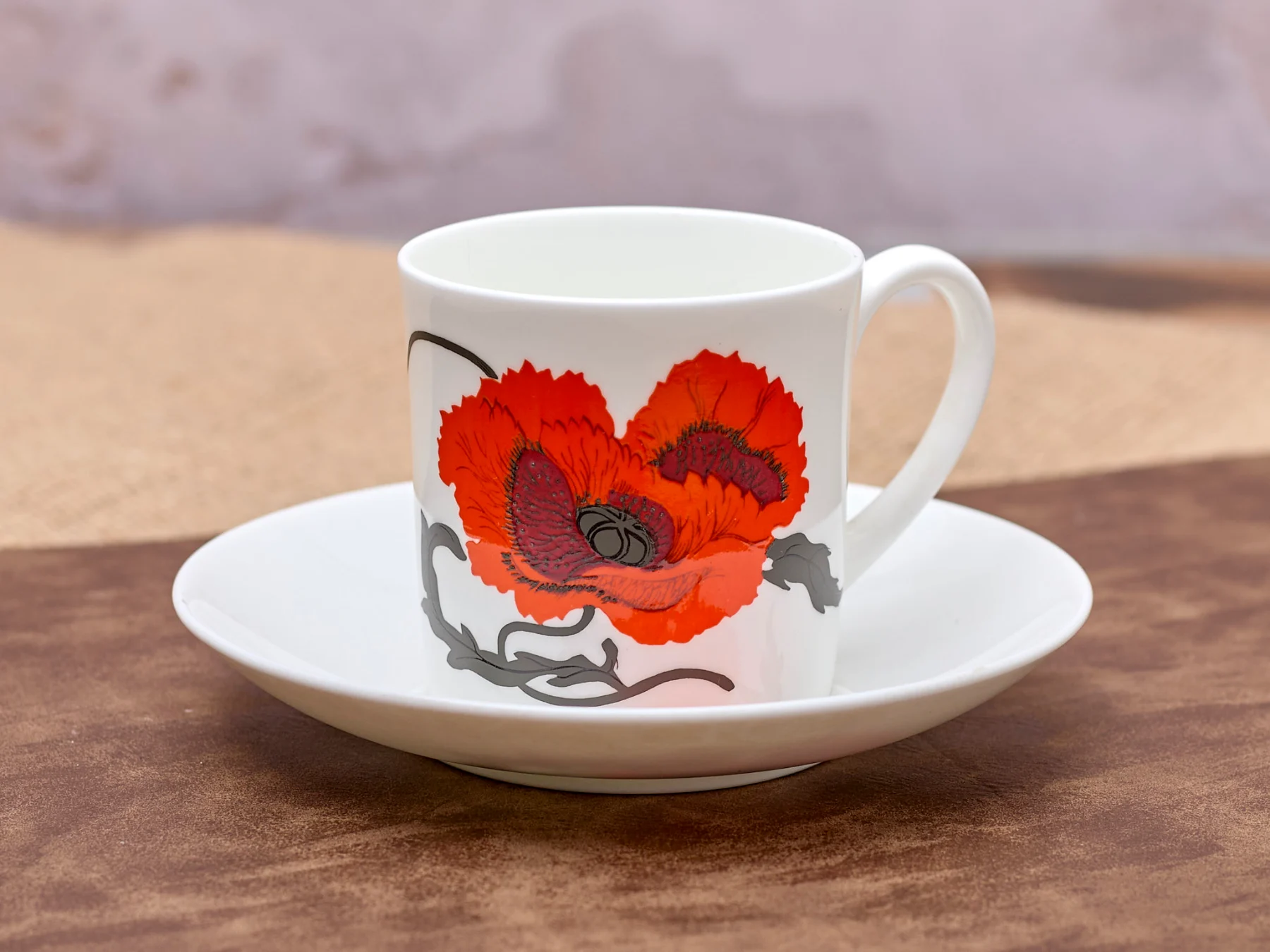 X 6 Vintage Wedgewood Susie Cooper Corn Poppy Tea Cups & Saucers