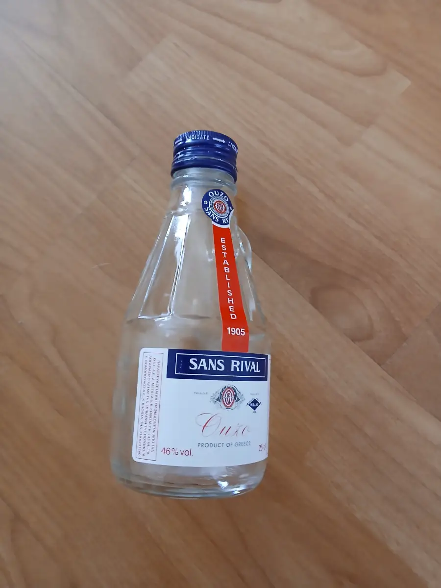 Small empty Ouzo bottle
