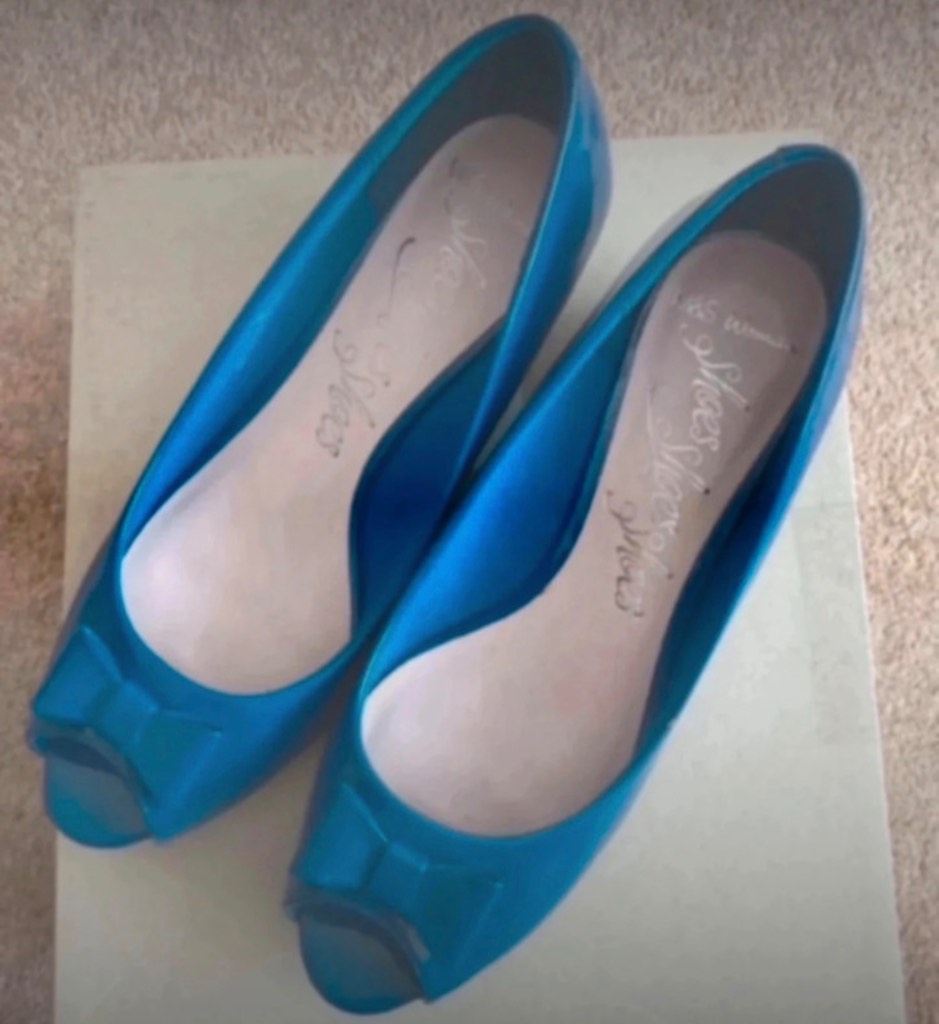 Marks and Spencer Blue peep toe small wedge shoe size 5