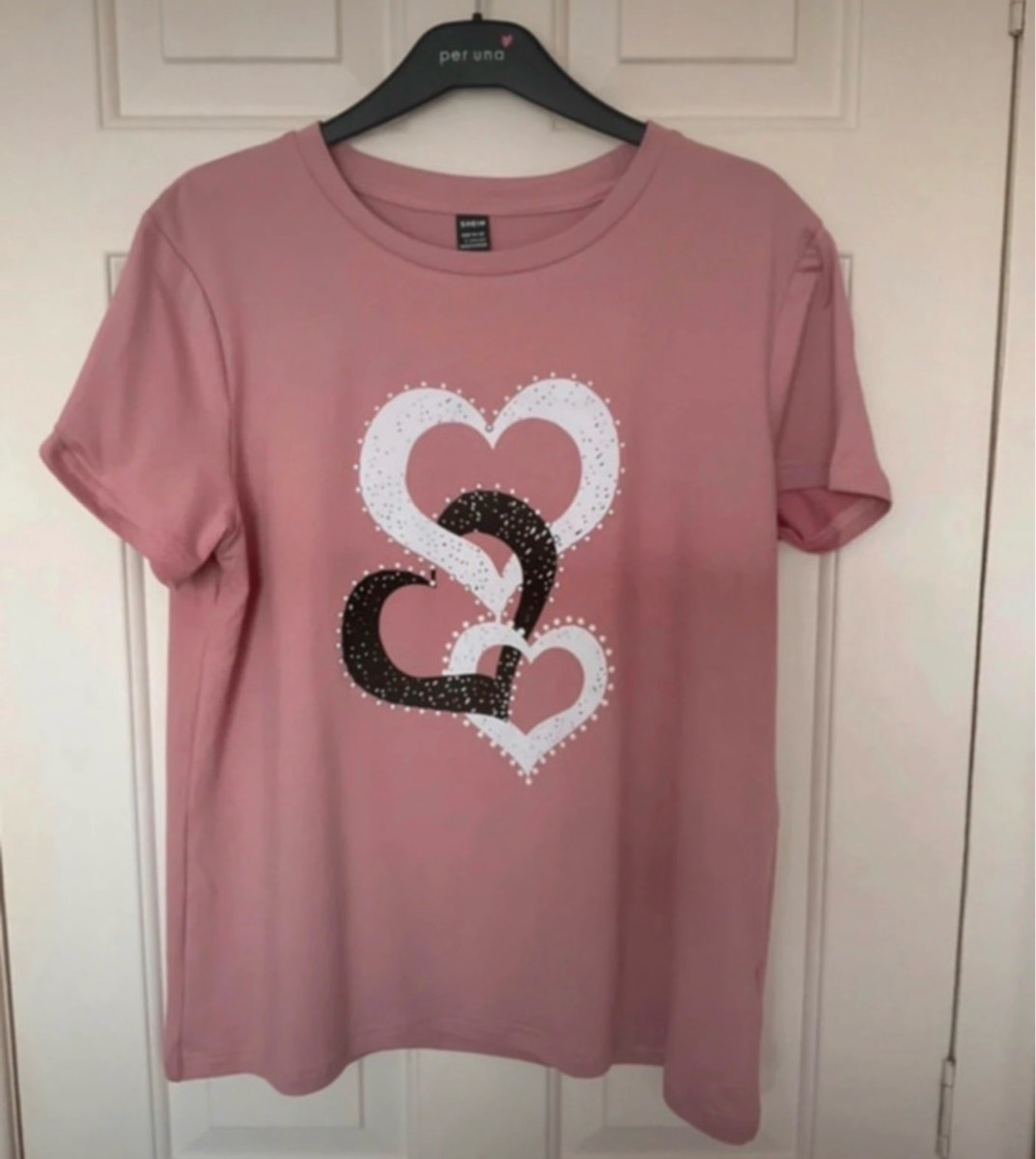 Shein pink motif short sleeve T-shirt size 12/14