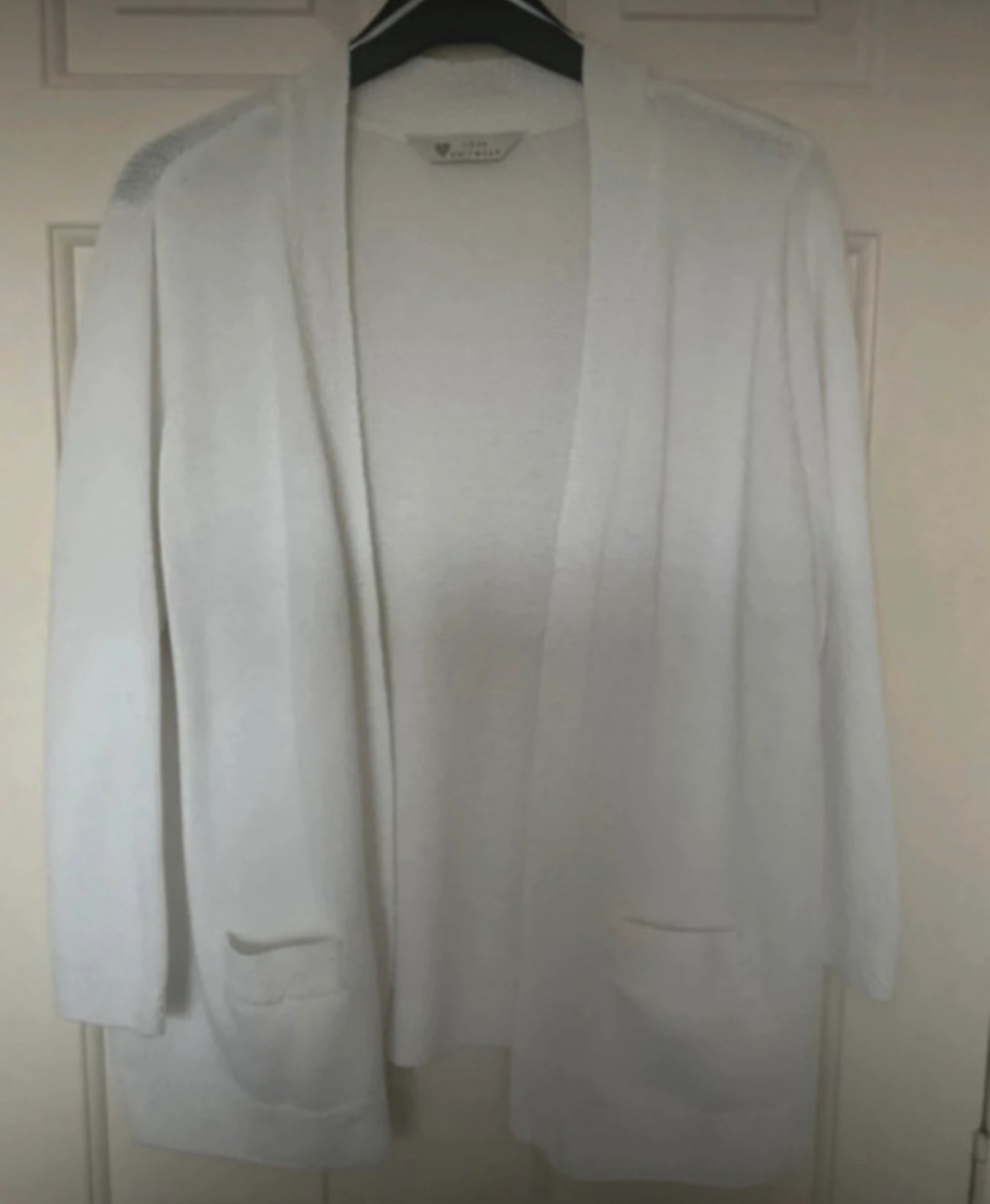 Bhs White 3/4 sleeve cotton cardigan size 14