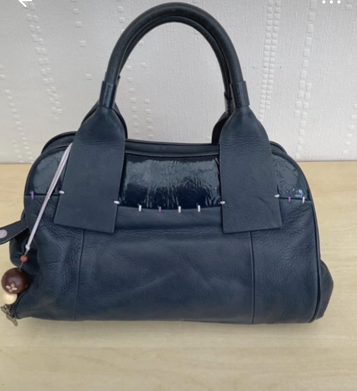 Radley navy soft leather/patent handbag