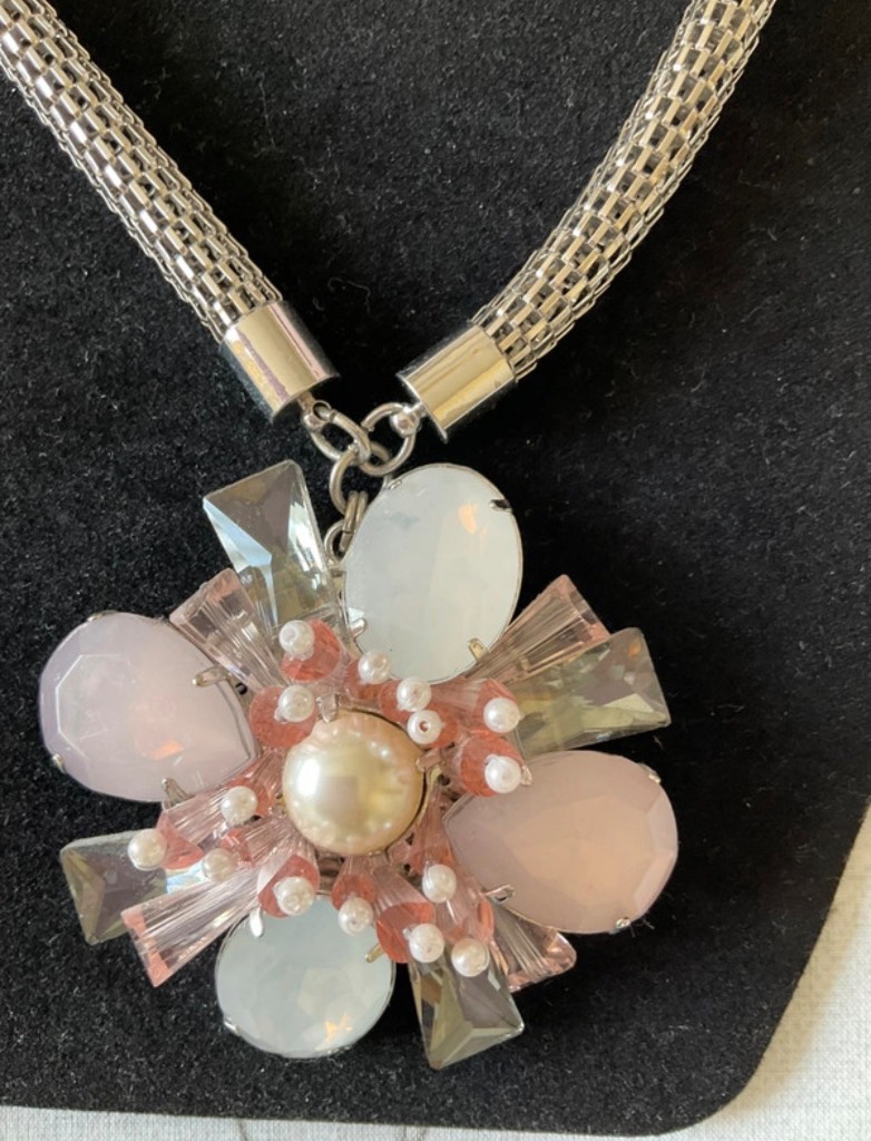 Per Una Pink mix flower chunky necklace