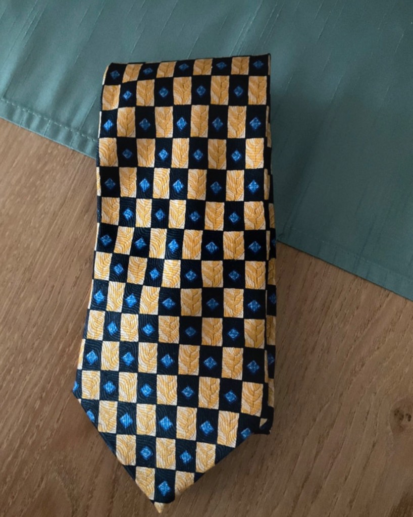 Navy/gold silk tie by linea
