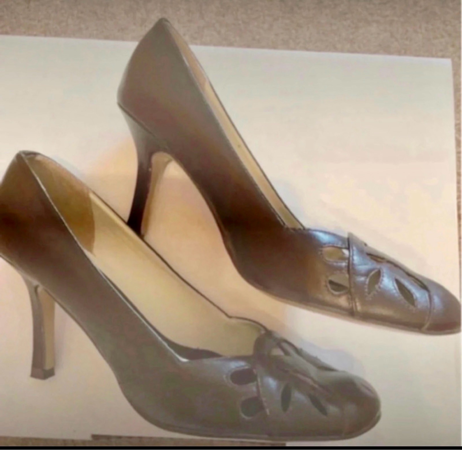 Brown leather high heels