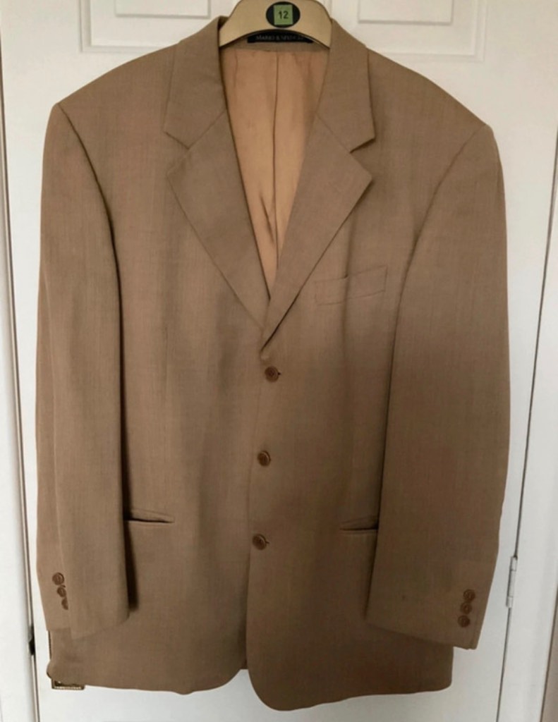Men's Italian fabric gold jacket 100% wool by marks and spencer chest 44