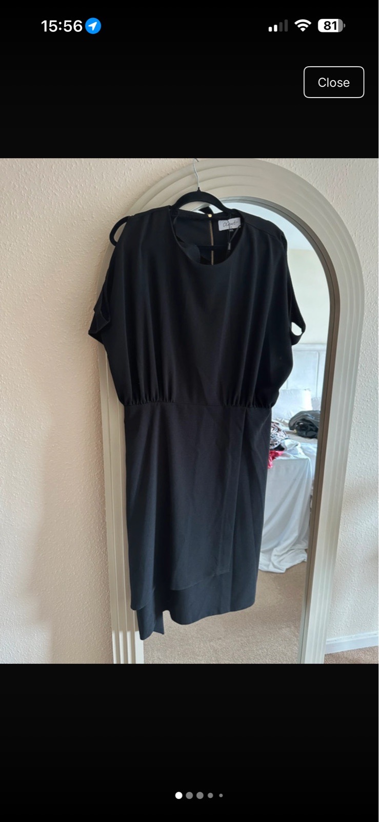 Closet London curves black Bardot shoulder black zip up back belted midi dress