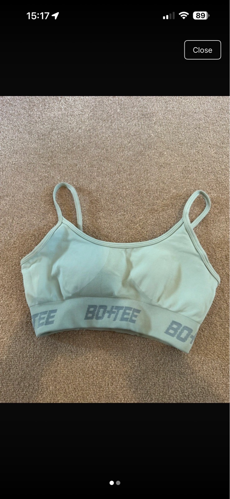 Bo+tee oh polly green bum contour detail gym leggings and strappy crop sports bra