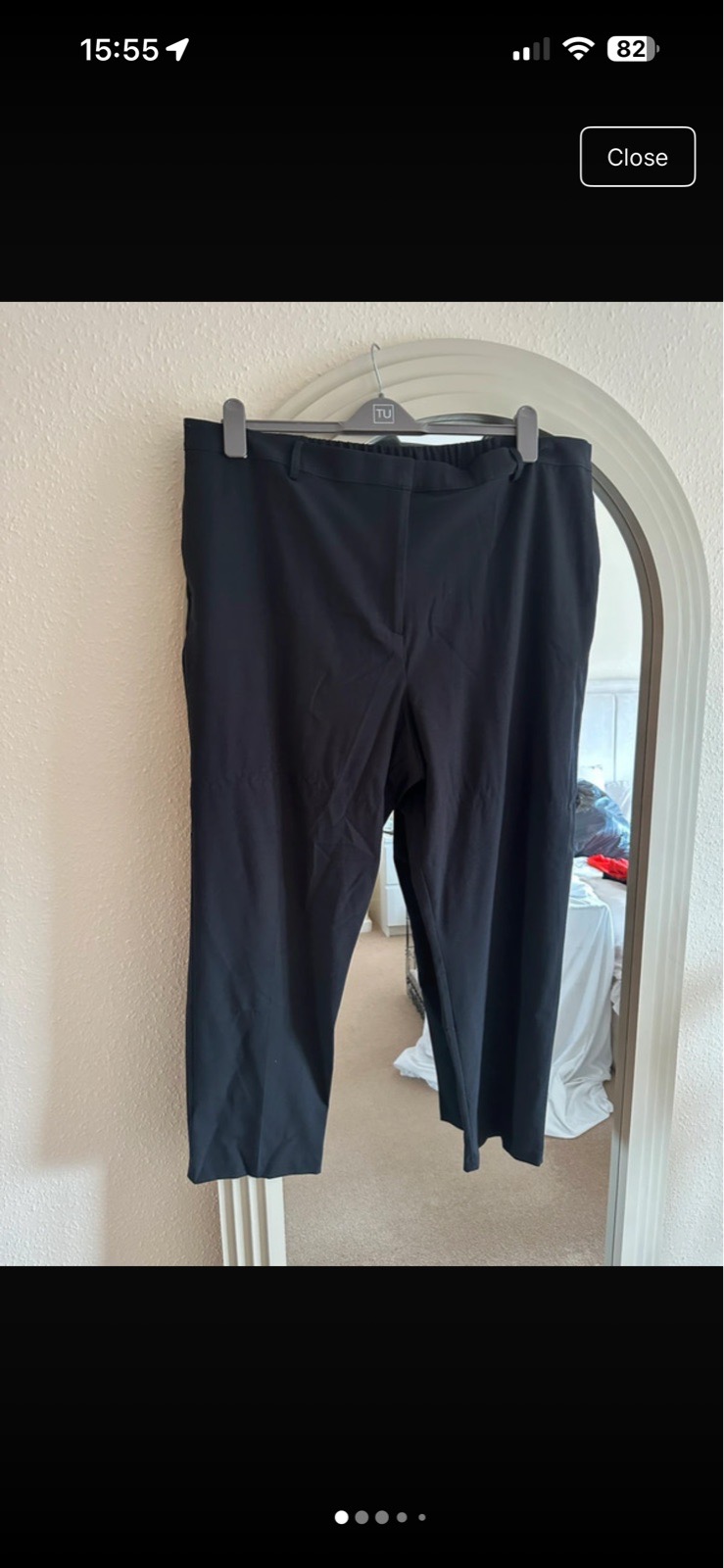 Et vous black tailored cropped length straight leg black trousers bottoms