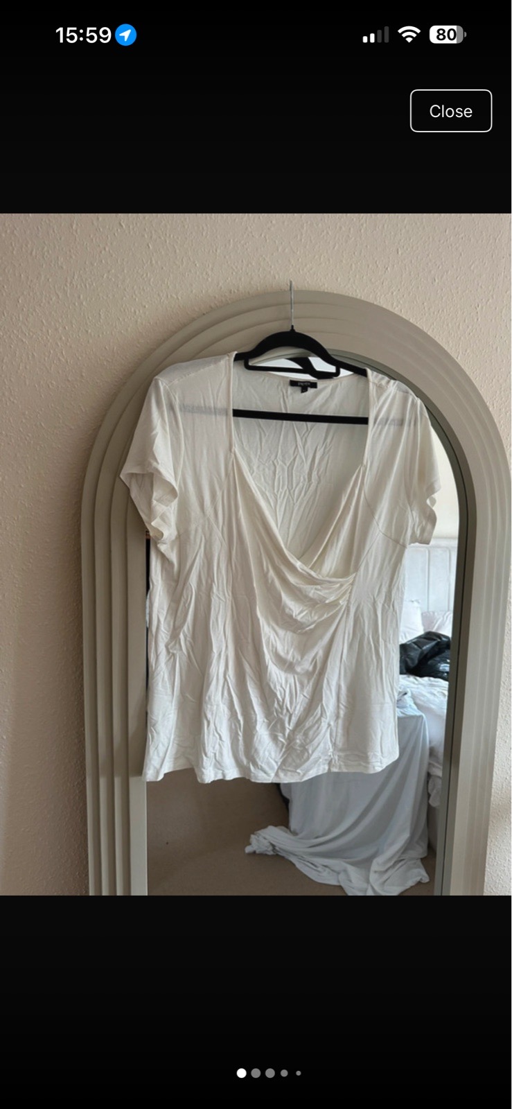 Papaya white short sleeve t shirt top v neck wrap front