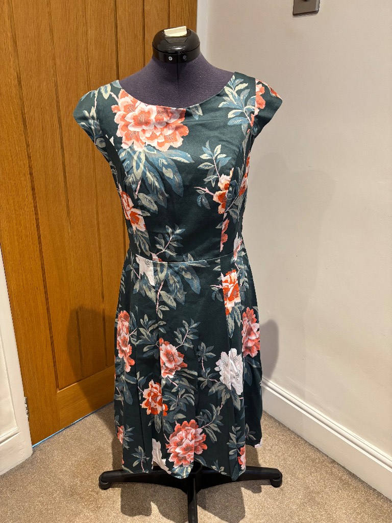 Laura Ashley UK 10 Floral Midi Dress | Summer Wedding Guest, Elegant Garden Party, Race Day Fit