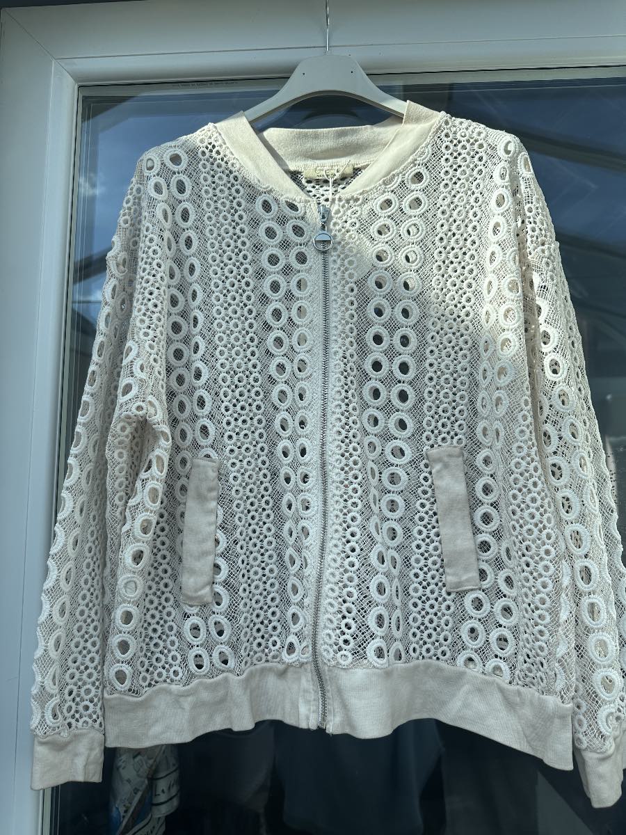 Made in Italy crochet style jacket, cardigan, cover up, cream