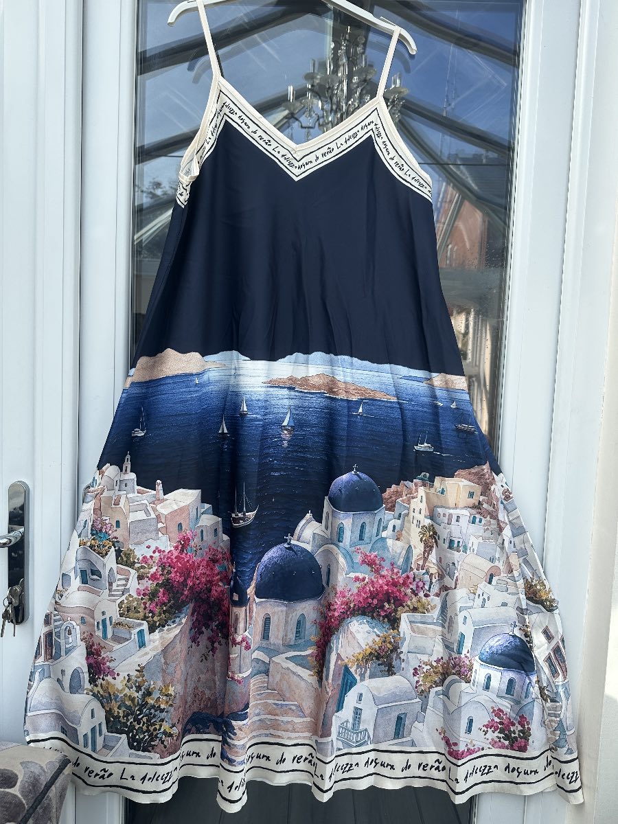 Women’s Navy cami style satin feel Santorini dress
