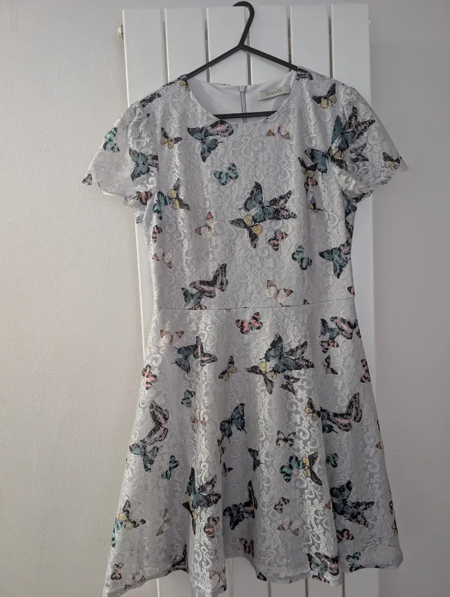 Lacy style butterfly print dress size small