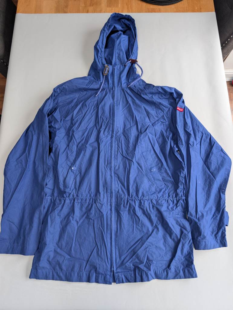 Vintage Polo Ralph Lauren Women's Blue Hooded Anorak Jacket XL Cotton Windbreaker