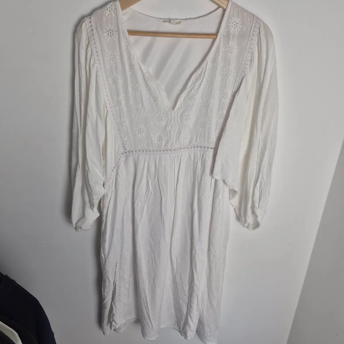White Kings Road Boho Festival Dress Long Sleeve Large 36" Length