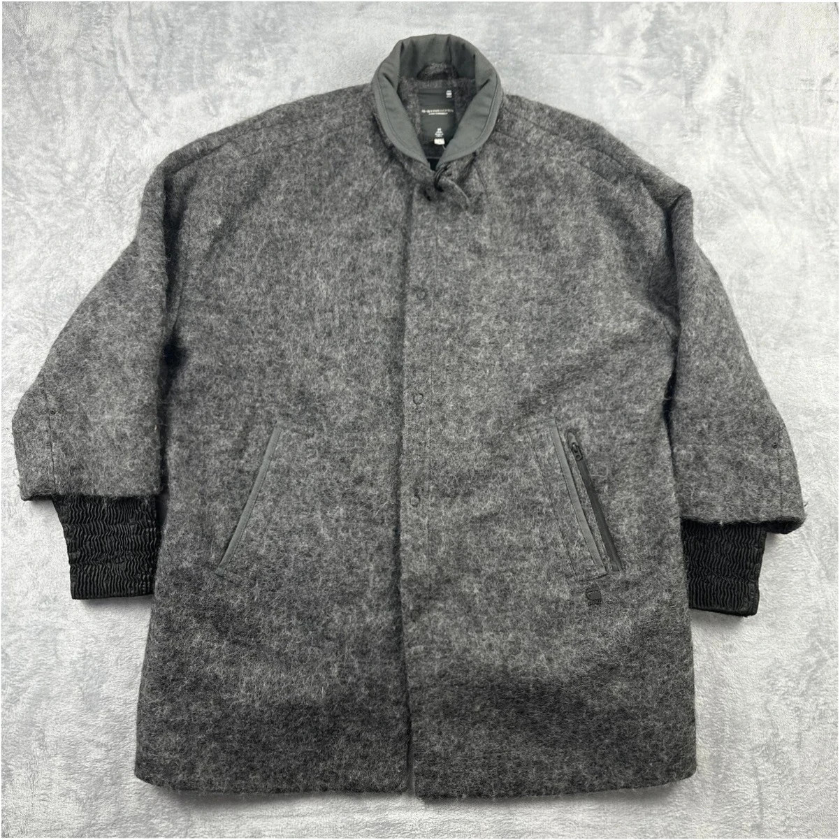 G-star raw women's grey wool blend coat size L warm winter jacket