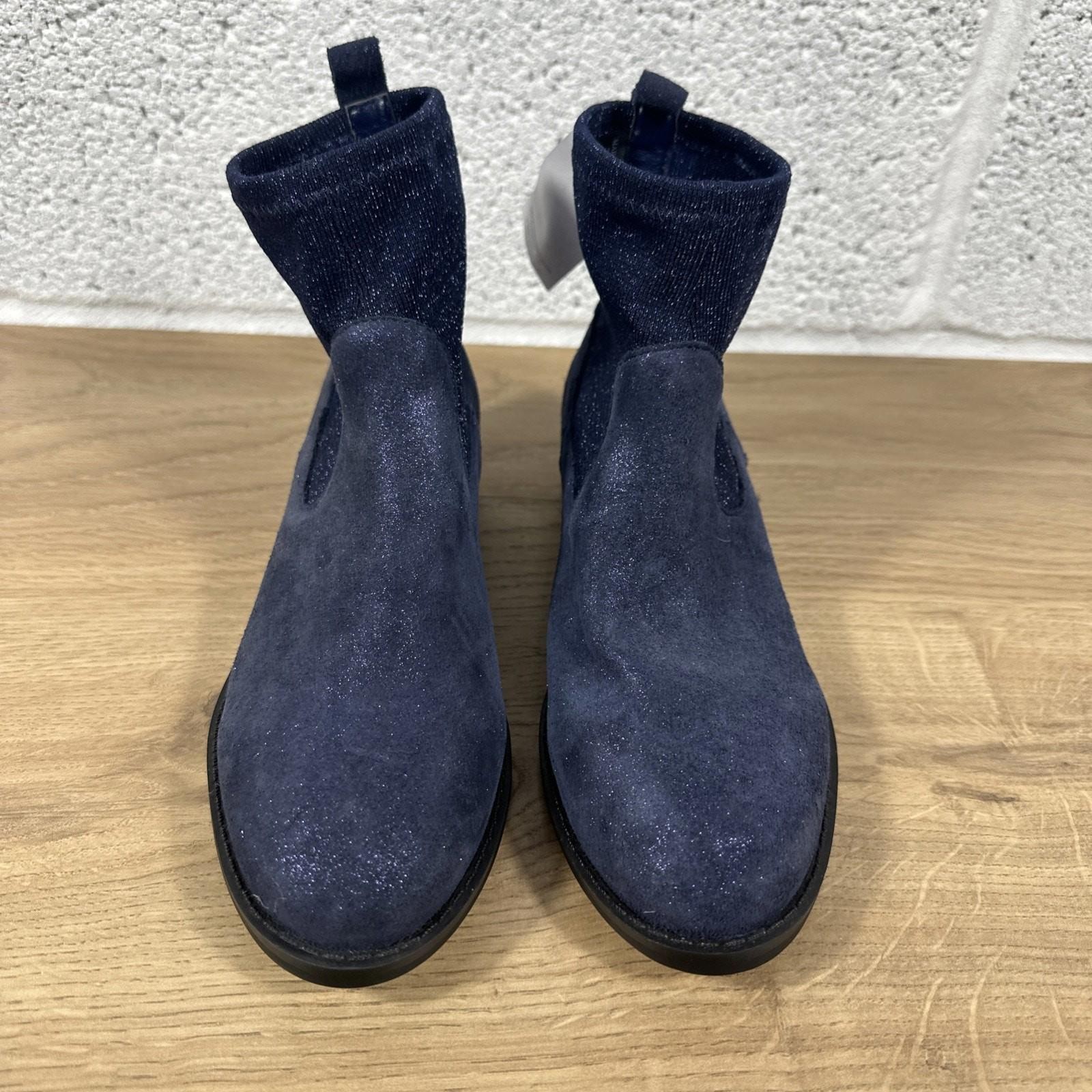 Marks & Spencer Girls Navy Faux Suede Elasticated Chelsea Ankle Boots Size