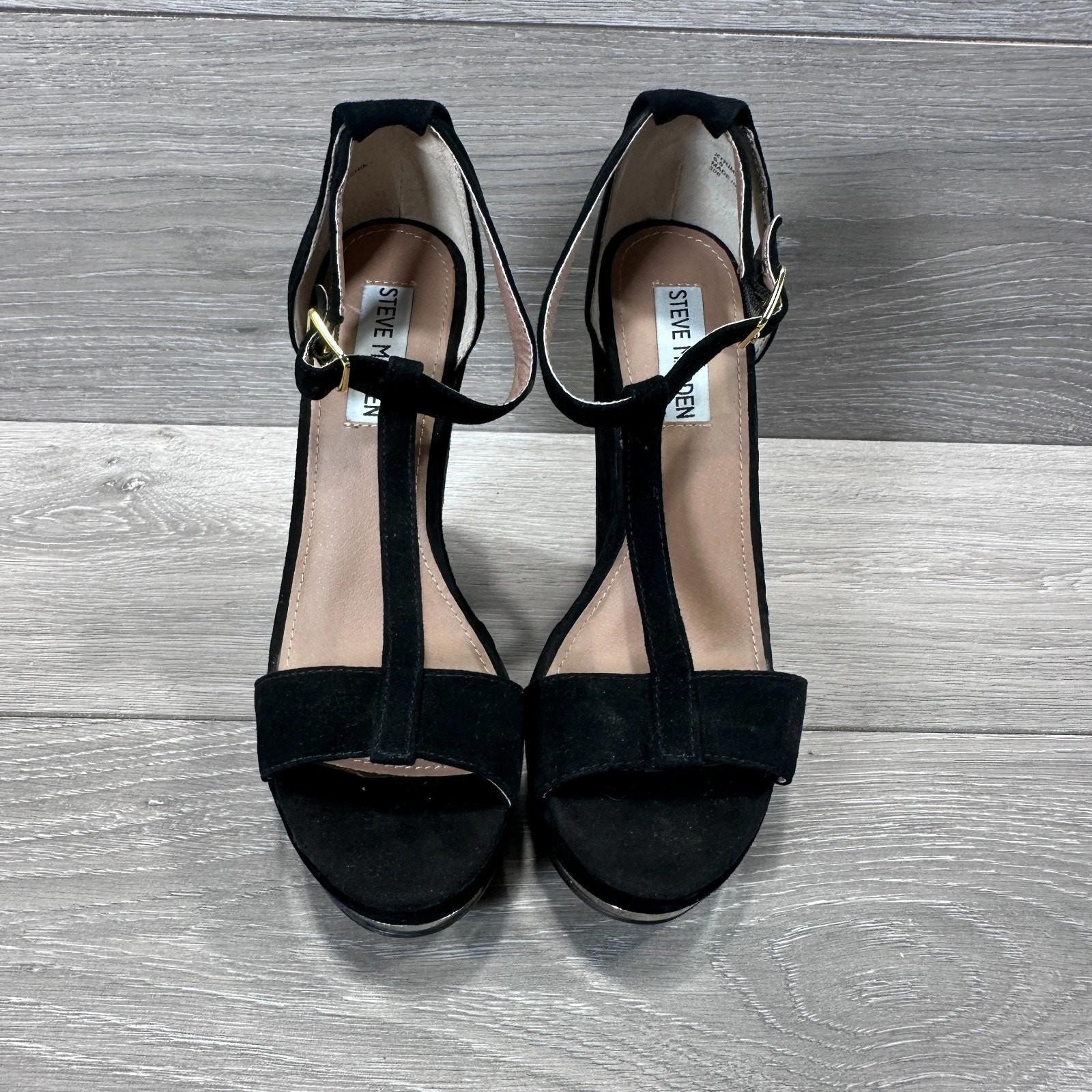 Steve Madden Xtreme Black Ladies Suede Wedge Size UK 5 1/2