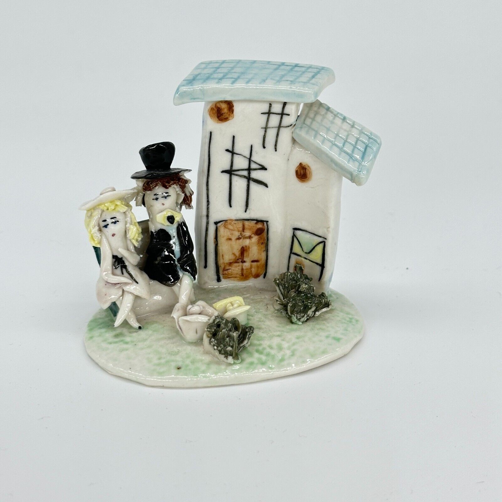 Vintage Italy Porcelain Spaghetti Hair Couple, Love ❤️Figurine Zampiva