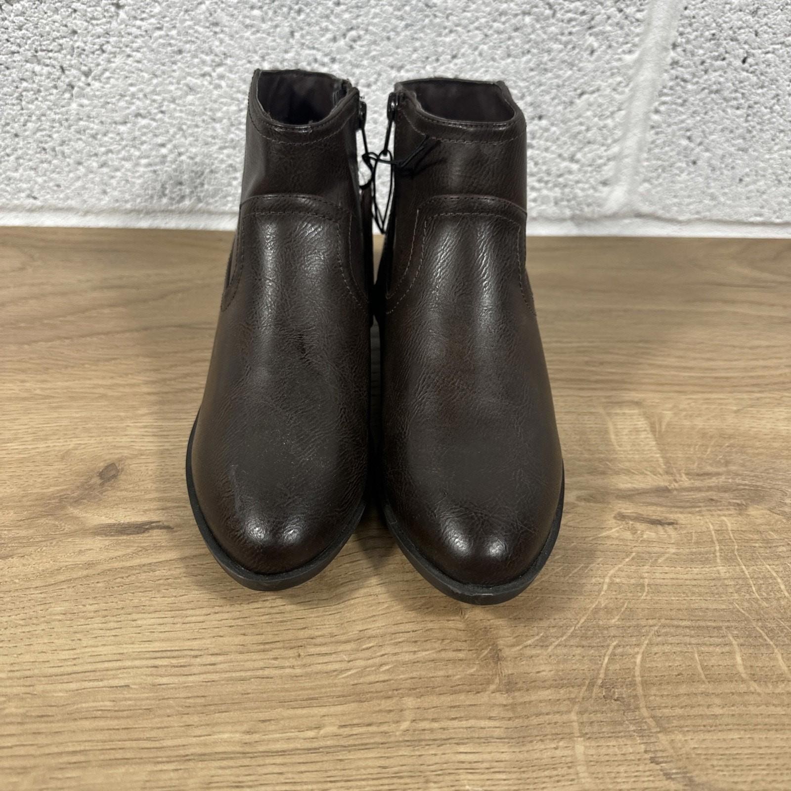 Mantaray Brown Ankle Boots Chelsea Low Heel Faux Leather UK 4 EU 37