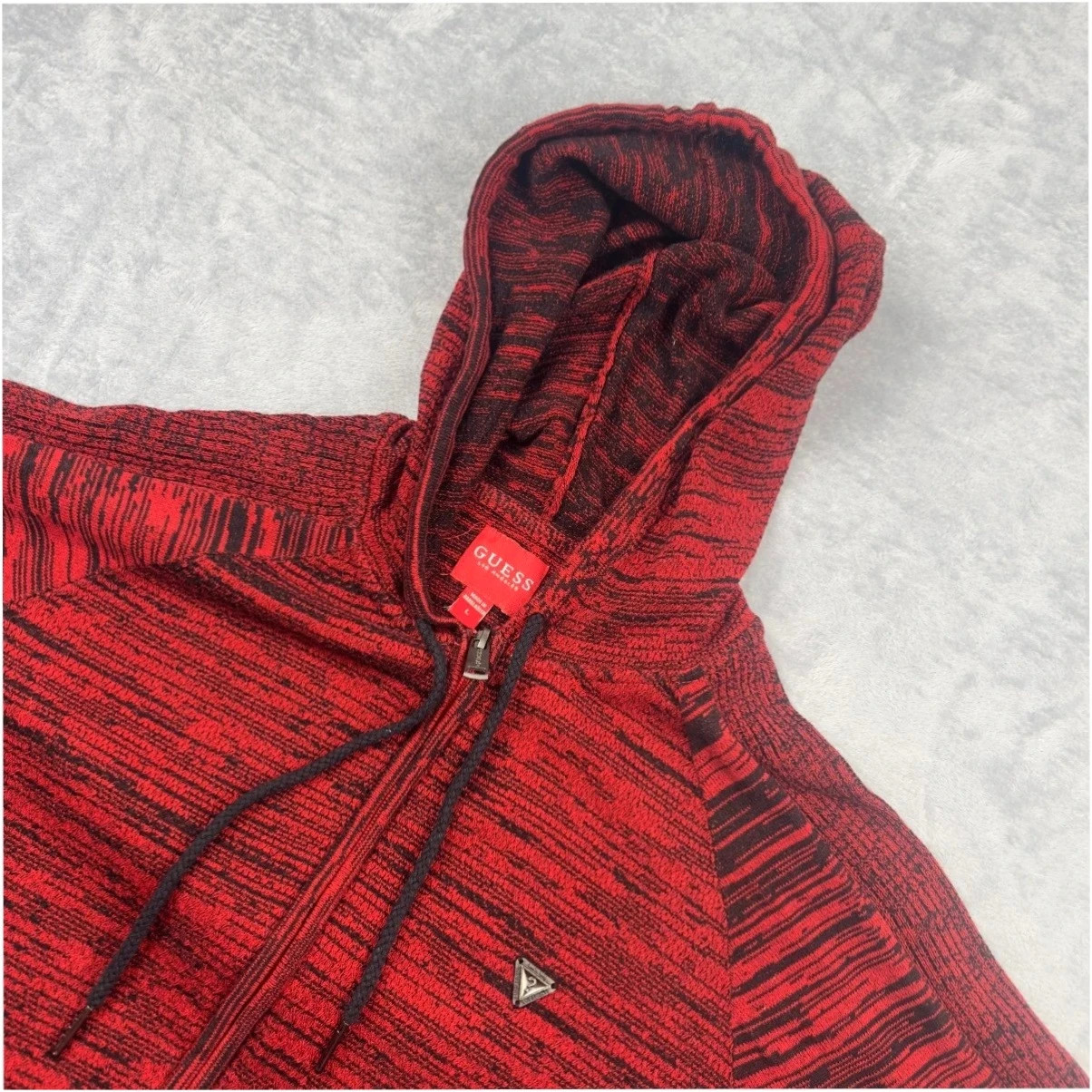 Guess Full Zip Jumper Cotton Red Hoodie Women Size L