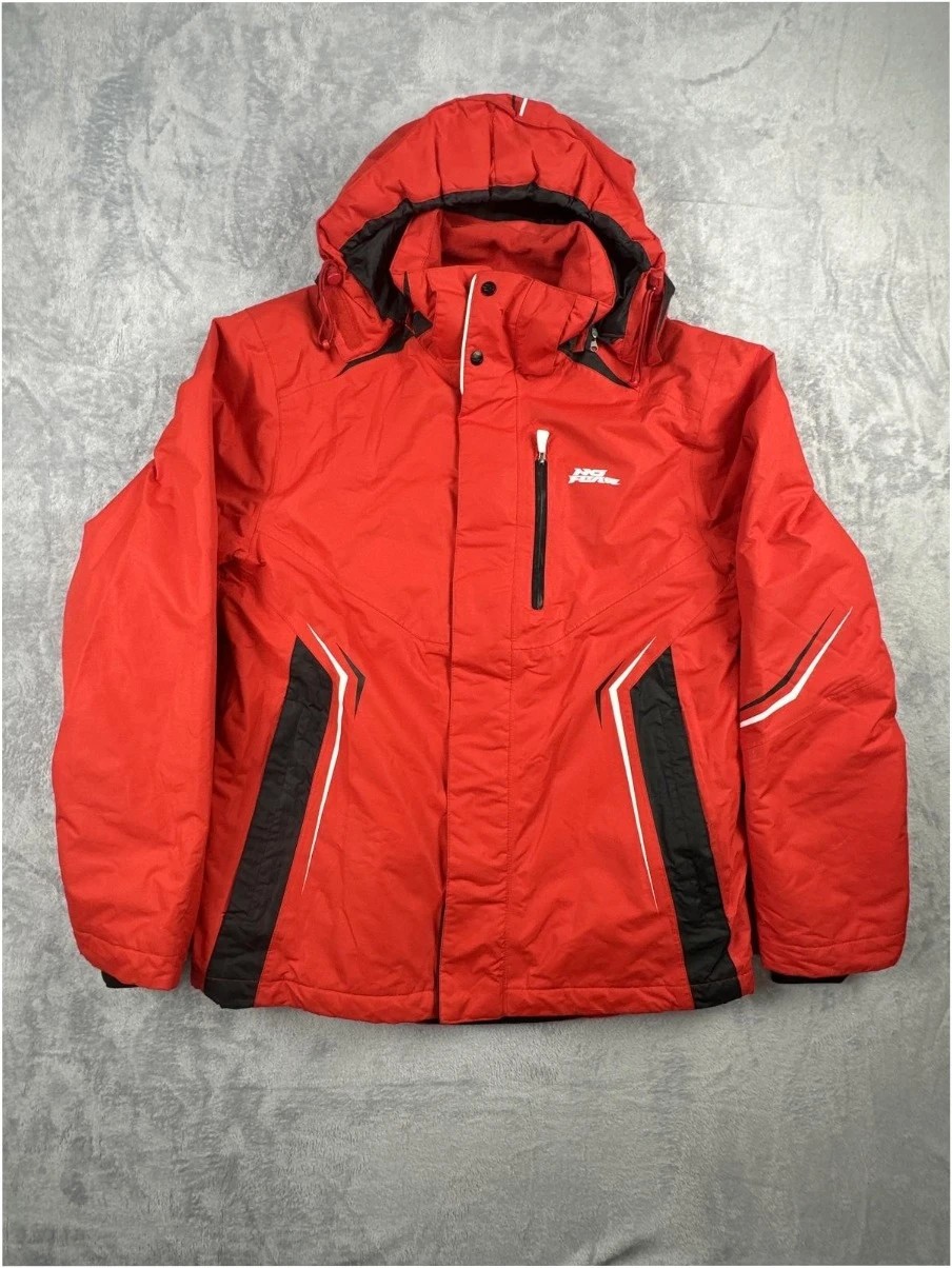 No Fear Red Mens Hooded Waterproof Ski Snow Windbreaker Coat/Jacket Large