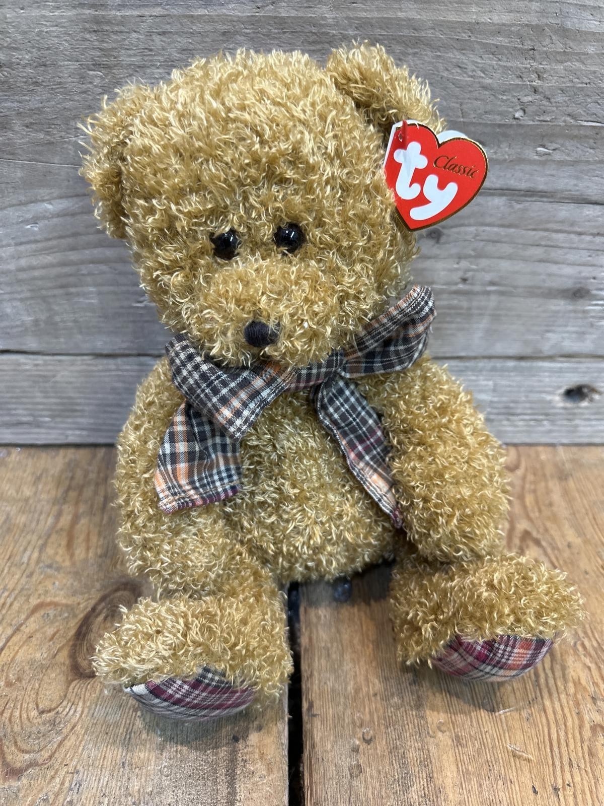 Vintage Ty Classic Plush Wentworth Teddy Bear Tartan Plaid Bow & Feet 10"