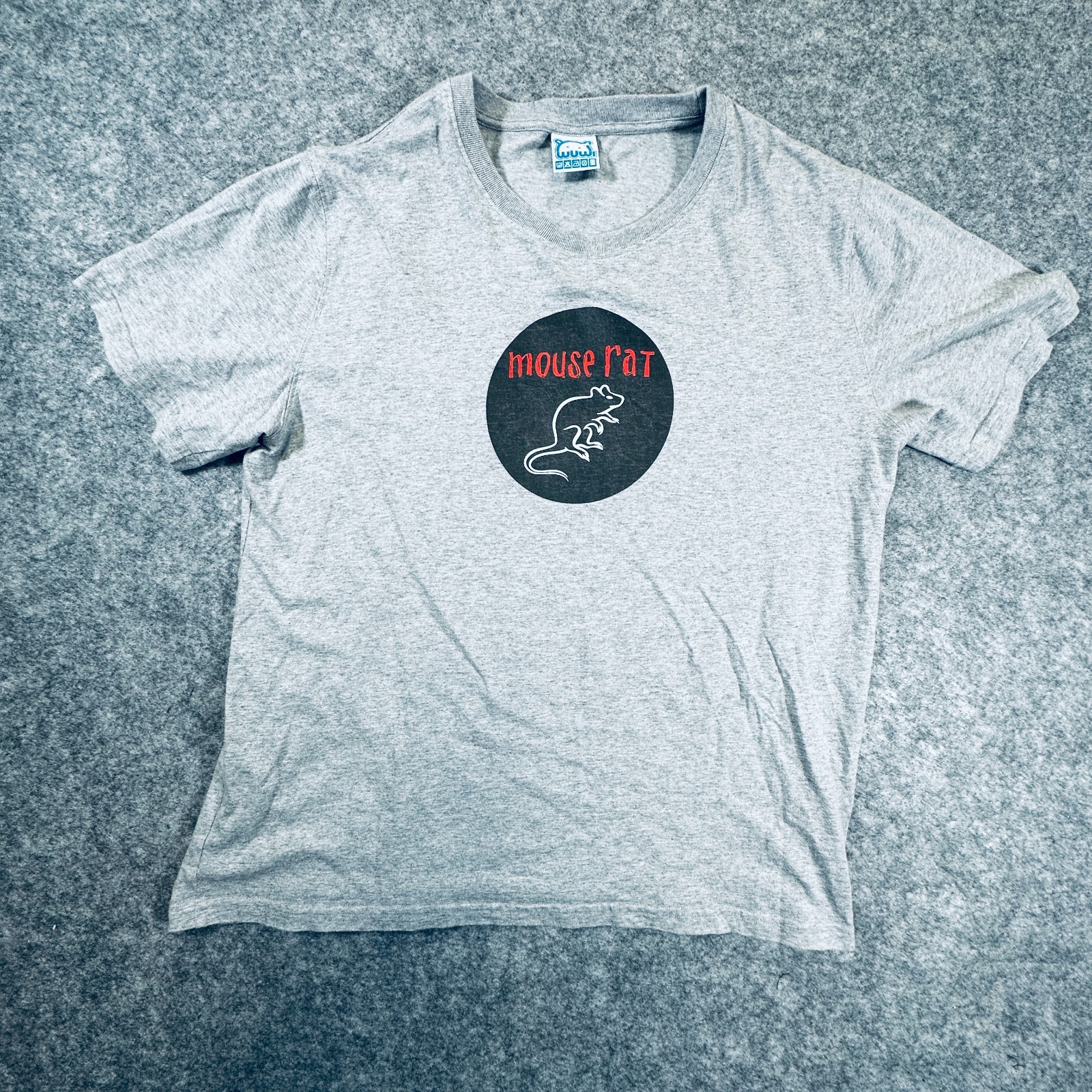 WUWI Men's Grey Mouse Rat Short Sleeve Cotton T-Shirt UK Size Large