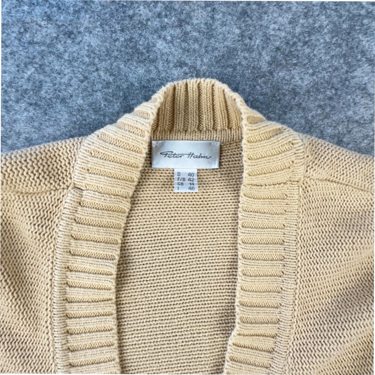 Peter Hahn Women'sBeige Knit Cardigan Jumper Cotton Comfortable Fit Size UK 14