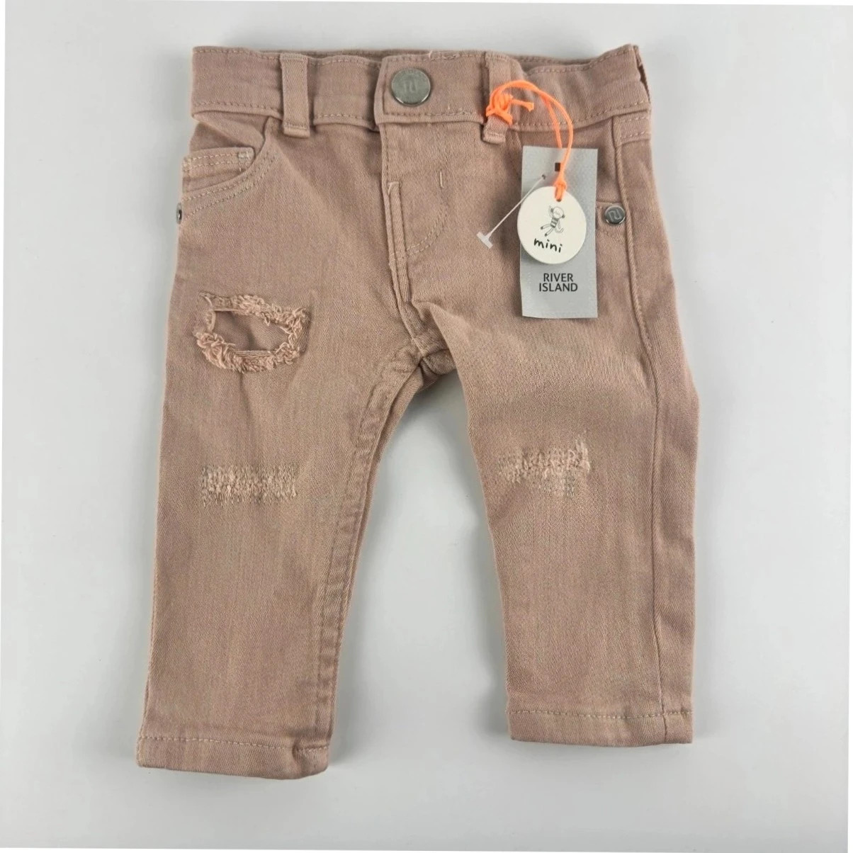 River Island Mini Molly Girls Cotton Light Pink Denim Jeans 0-3 Months