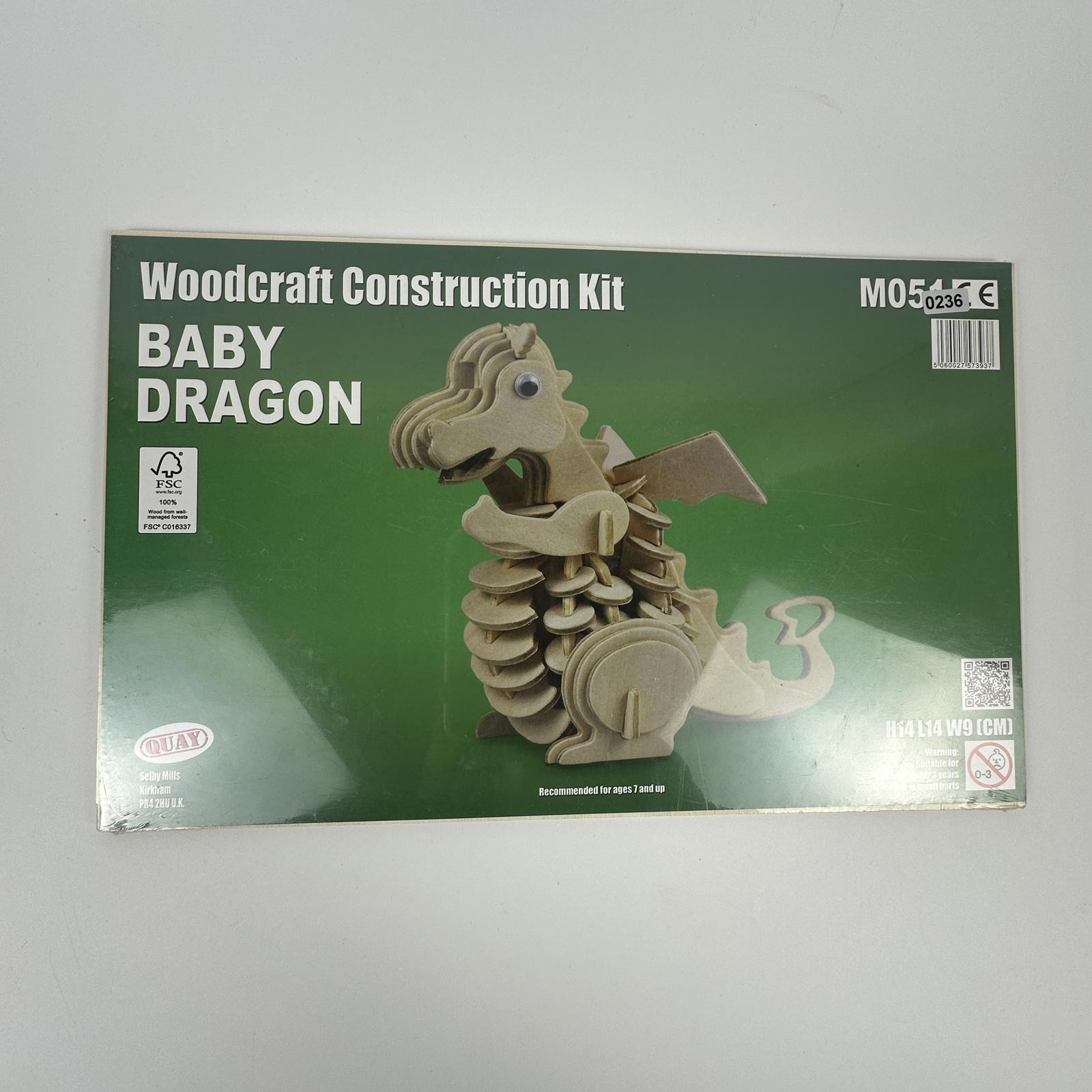 Quay Baby Dragon Woodcraft Construction Kit Natural Wood 14x14x9 cm