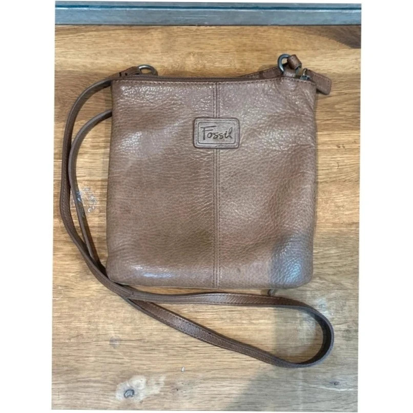 Fossil Small Cross Body Bag Tan Leather Excellent Condition