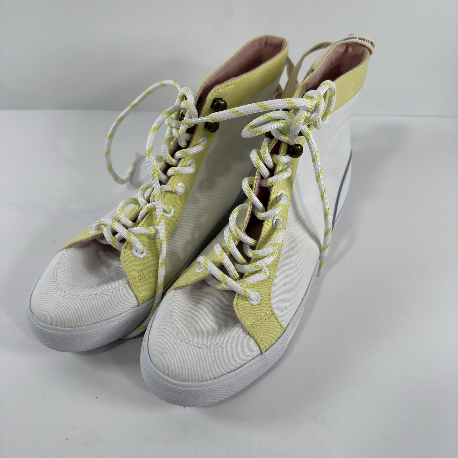 White Stuff Women's White Canvas Colour Pop Hi Top Trainers Sneakers Size 7