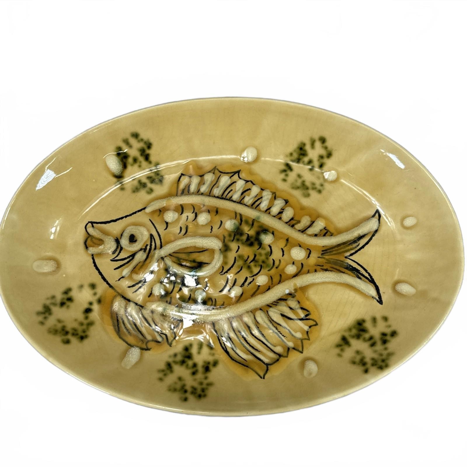 Vintage SADO International Portugal Hand-painted Fish Plate Platter Serving Dish