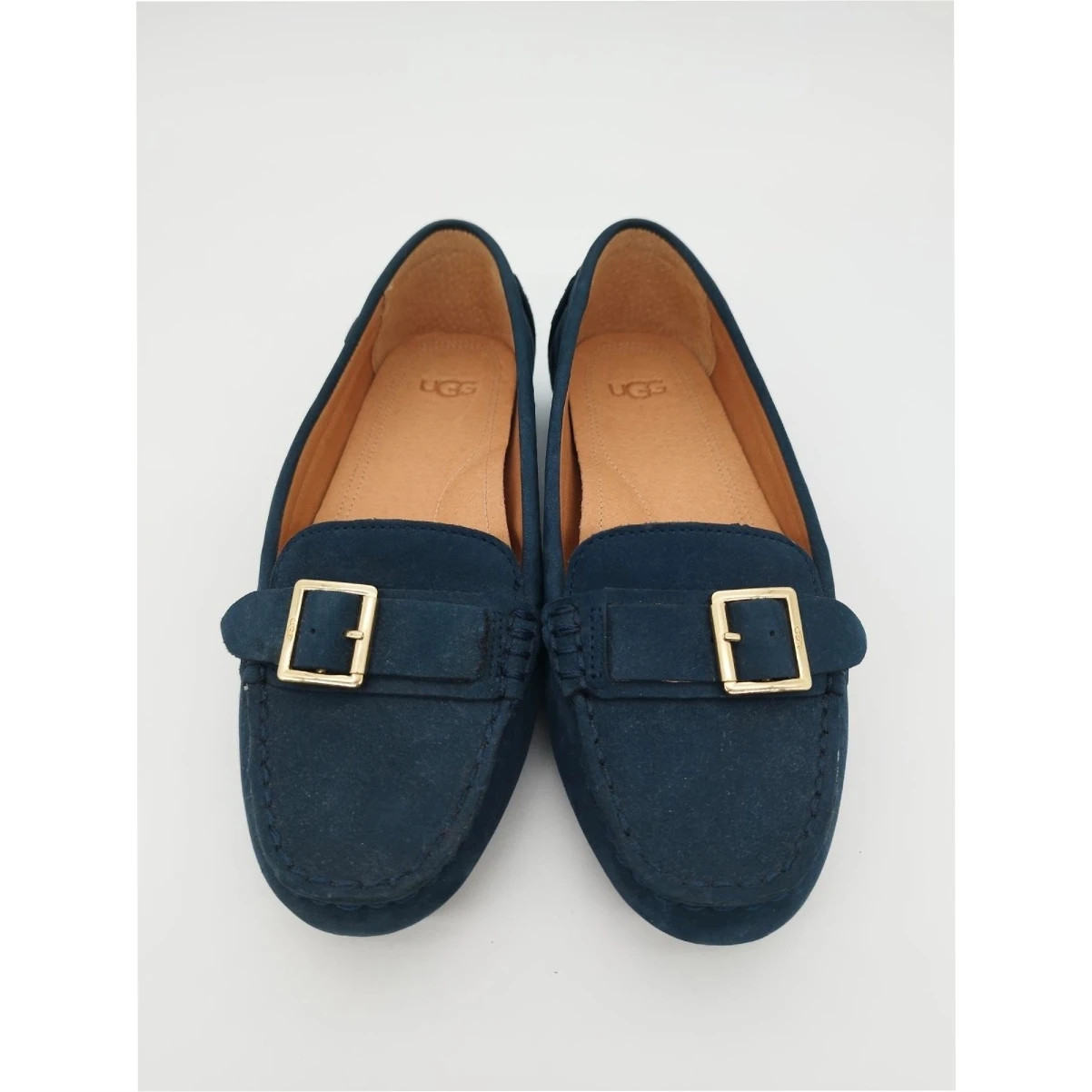 UGG Ladies Moccasin Blue Suede Loafers Comfortable Slip-On Shoes Size UK 4