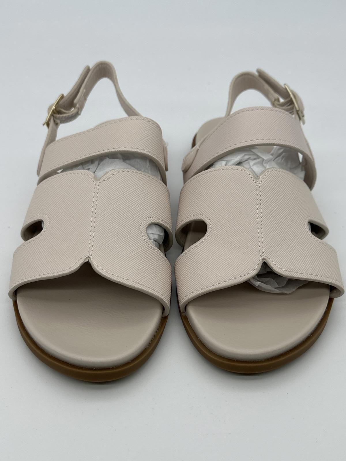 Linzi Island Cream Nude Faux Leather Sandals Size 3 Comfortable Summer Footwear