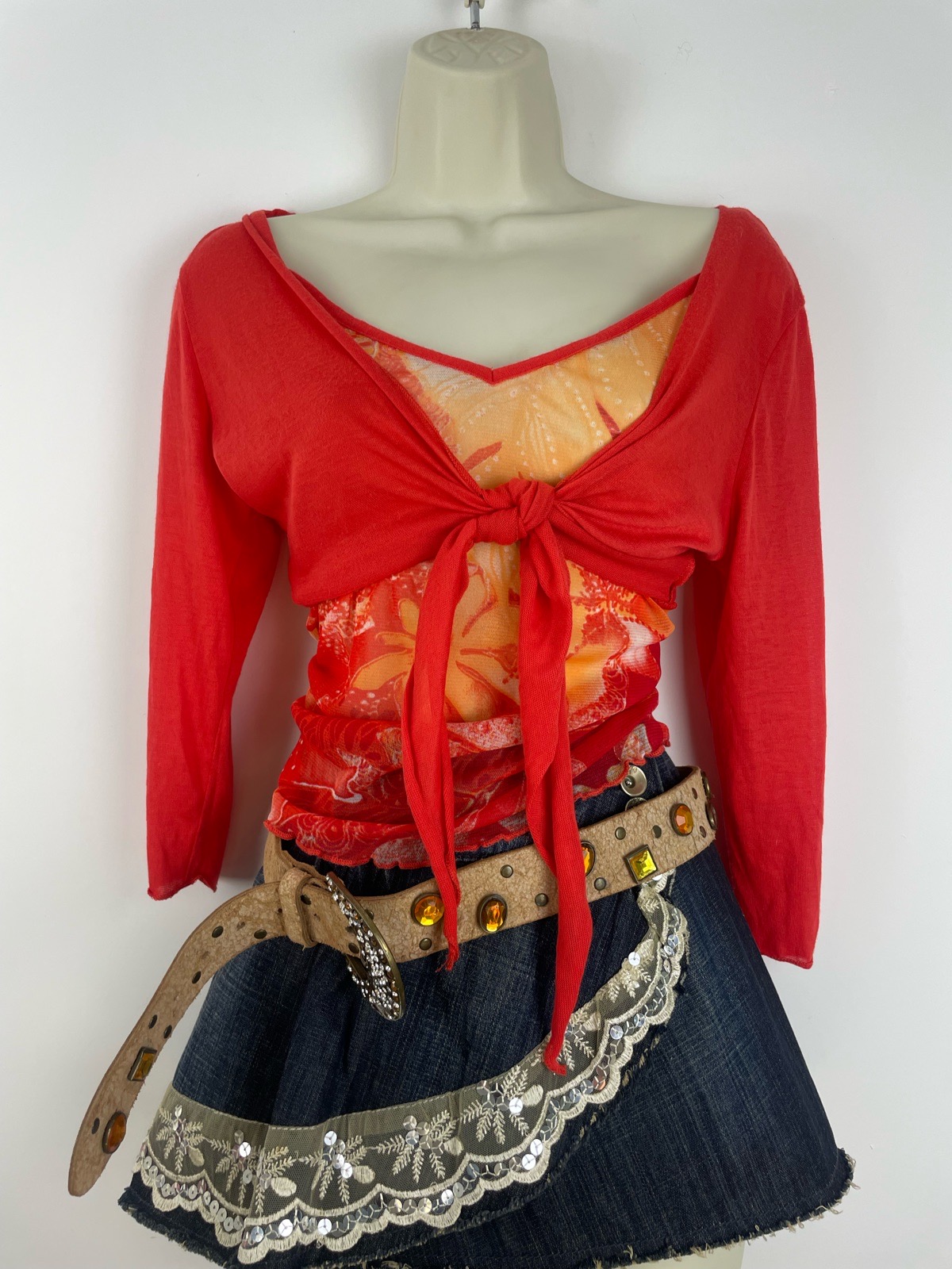 Y2K Per Una Sheer Mesh Strappy Cami & Bolero Shrug Cardi UK14